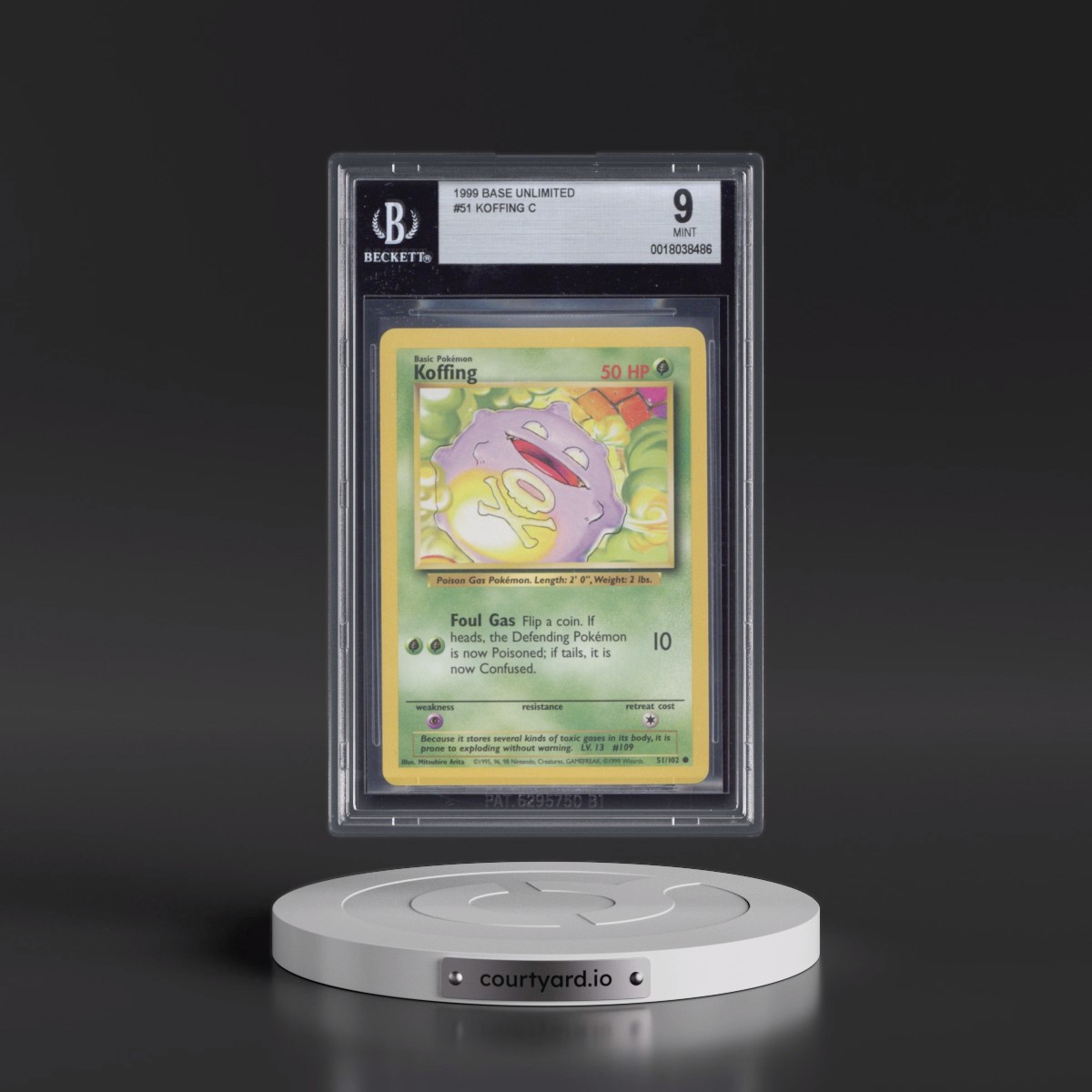 1999 Base Set #51 Koffing (BGS 9 MINT)