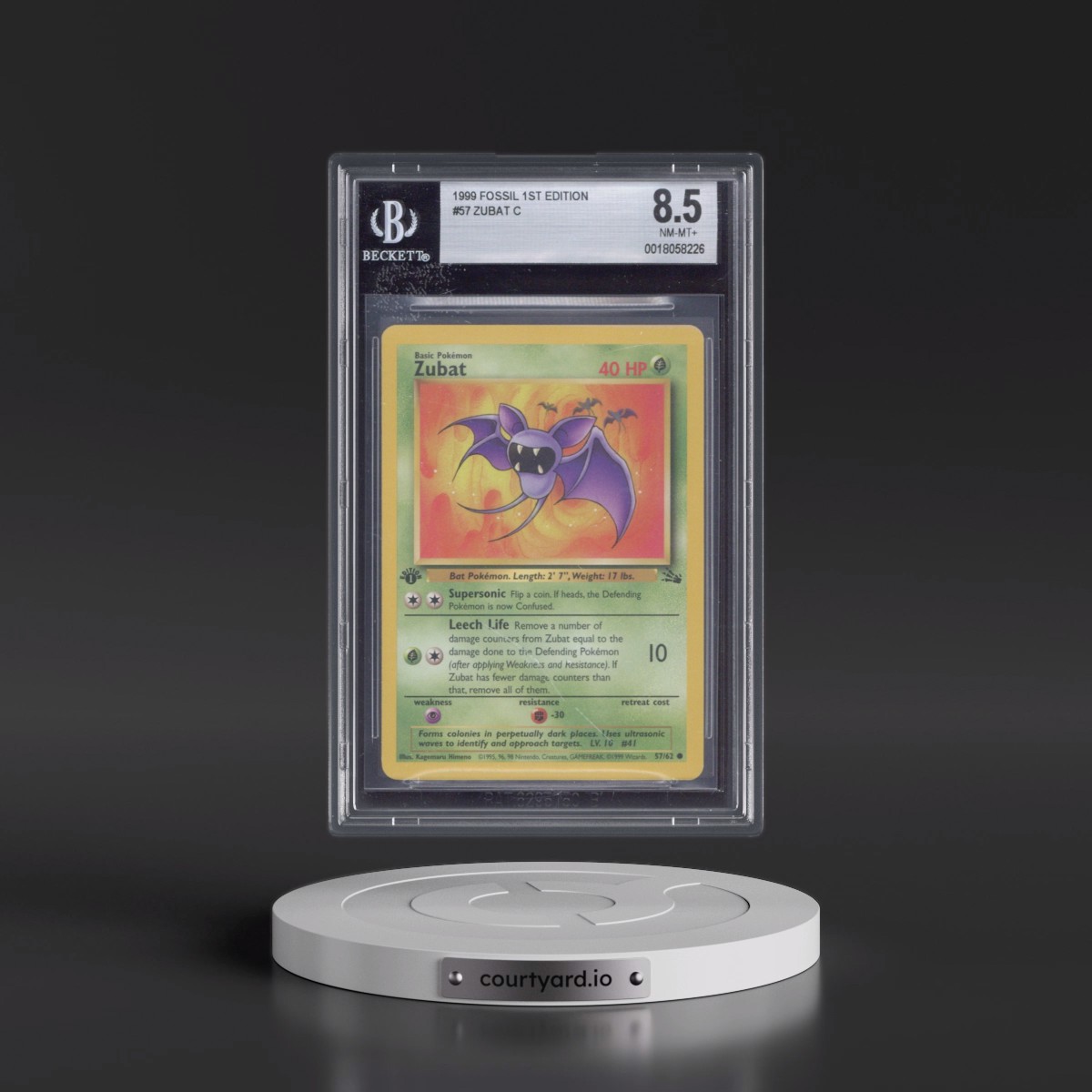 1999 Fossil #57 Zubat - 1st Edition 1st Edition (BGS 8.5 NM-MT+)