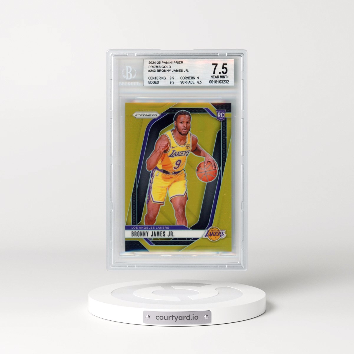 2024 Panini Prizm #243 Bronny James Jr. - Gold Prizm (BGS 7.5 NM+)