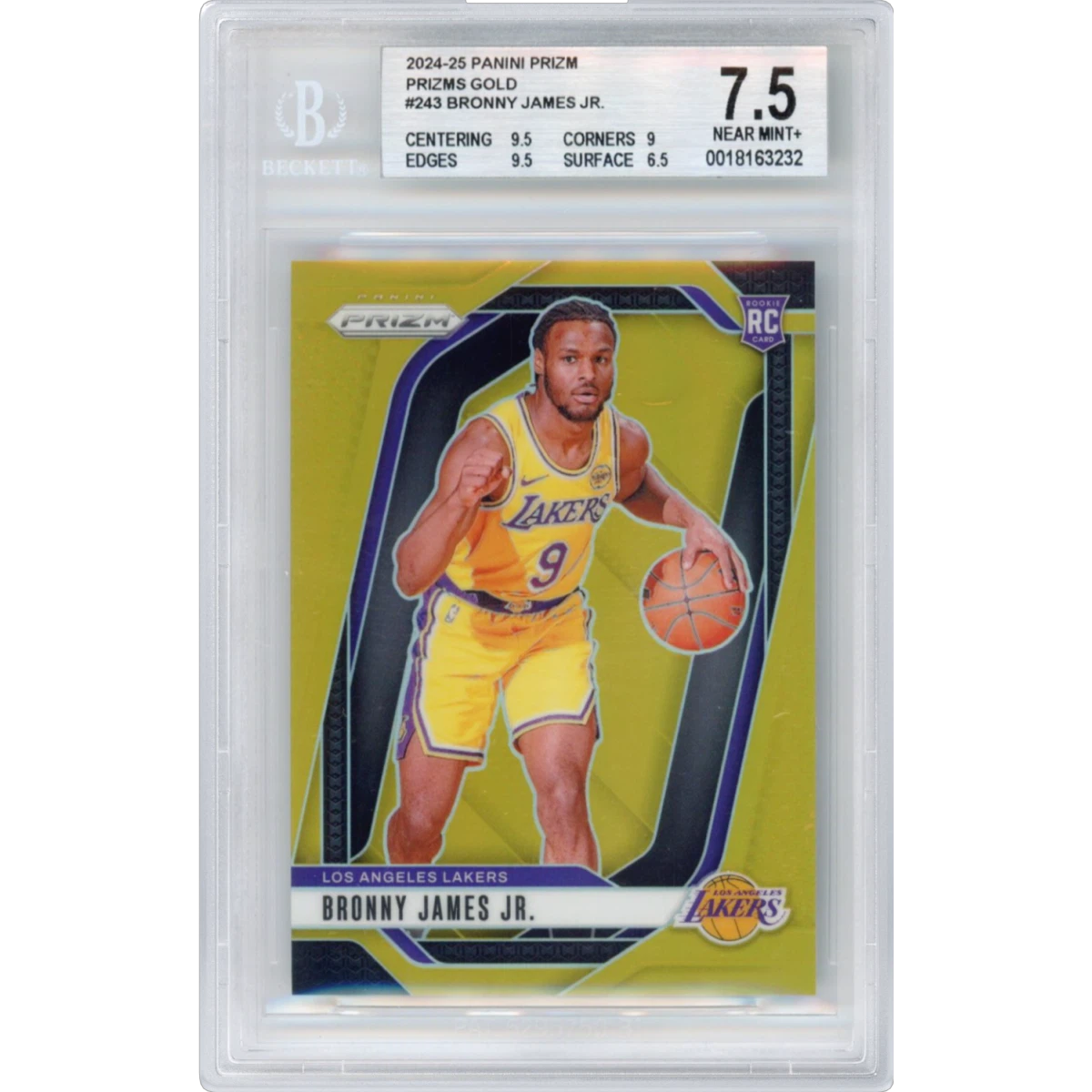 2024 Panini Prizm #243 Bronny James Jr. - Gold Prizm (BGS 7.5 NM+)