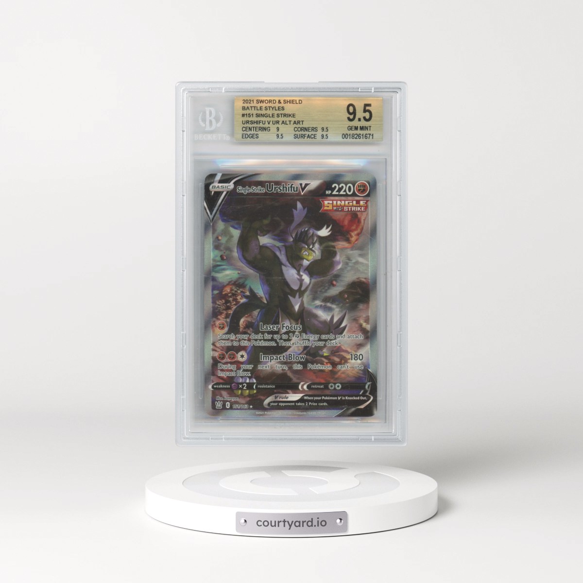 2021 Battle Styles #151 Single Strike Urshifu V - Ultra Rare Holo (BGS 9.5 GEM MINT)