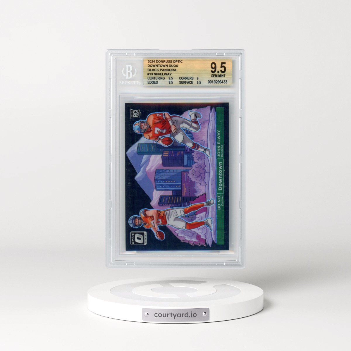 2024 Panini Donruss Optic Downtown Duos #13 Bo Nix/John Elway - Black Pandora (BGS 9.5 GEM MINT)