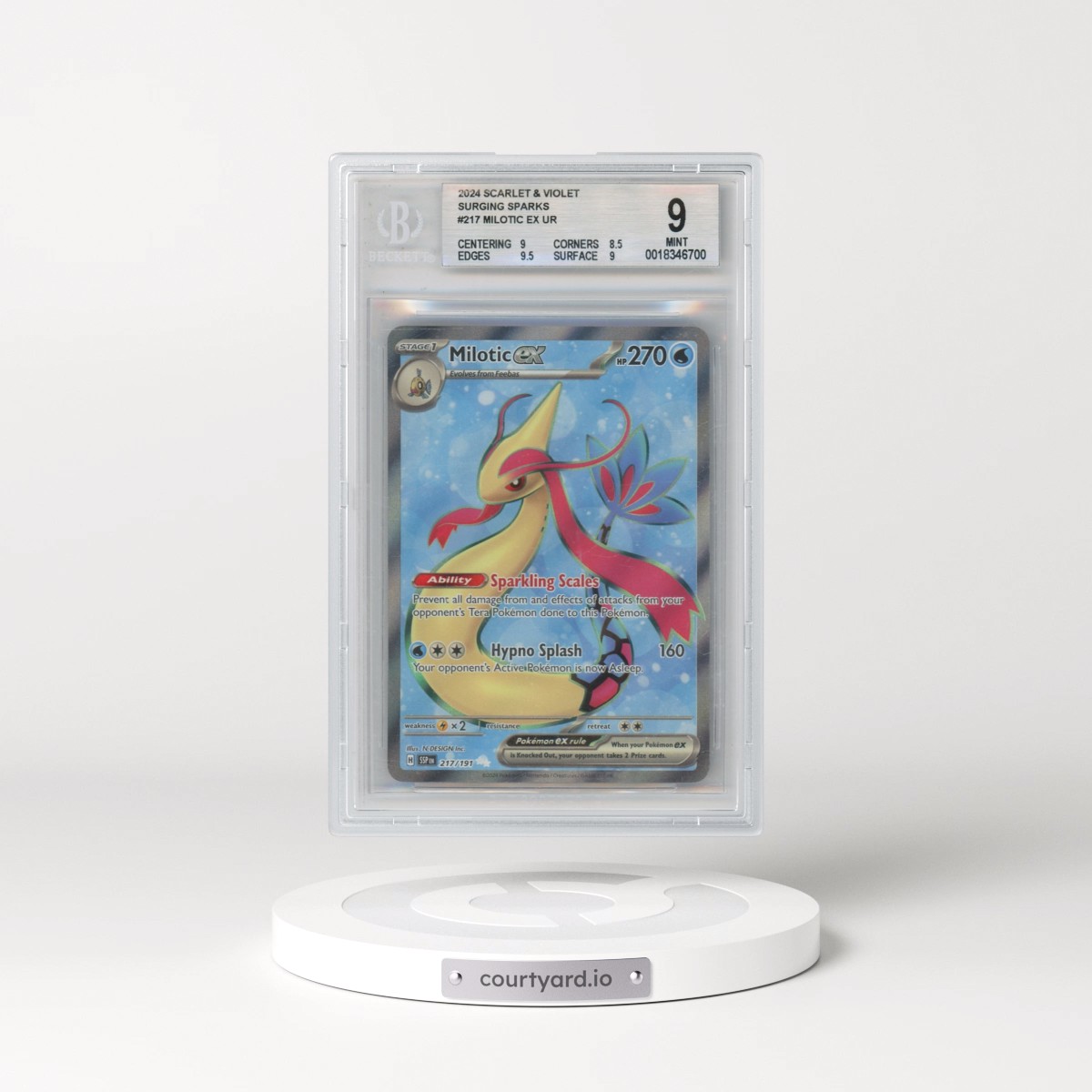 2024 Surging Sparks - SSP EN #217 Milotic ex - Ultra Rare Holo (BGS 9 MINT)
