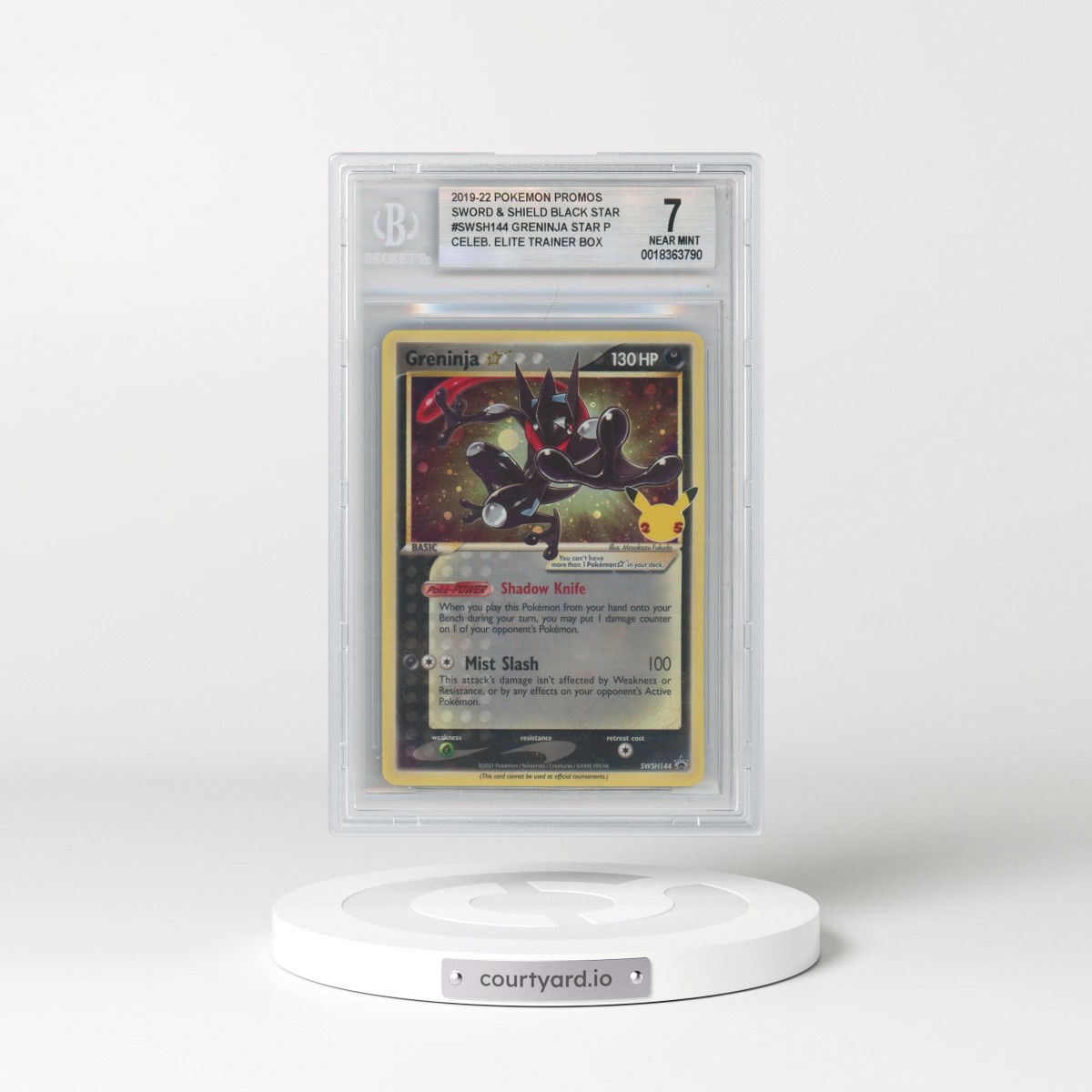 2017 Black Star Promos - Sword & Shield #144 Greninja â - Celebrations Elite Trainer Box (Cosmos Holo) (BGS 7 NM)