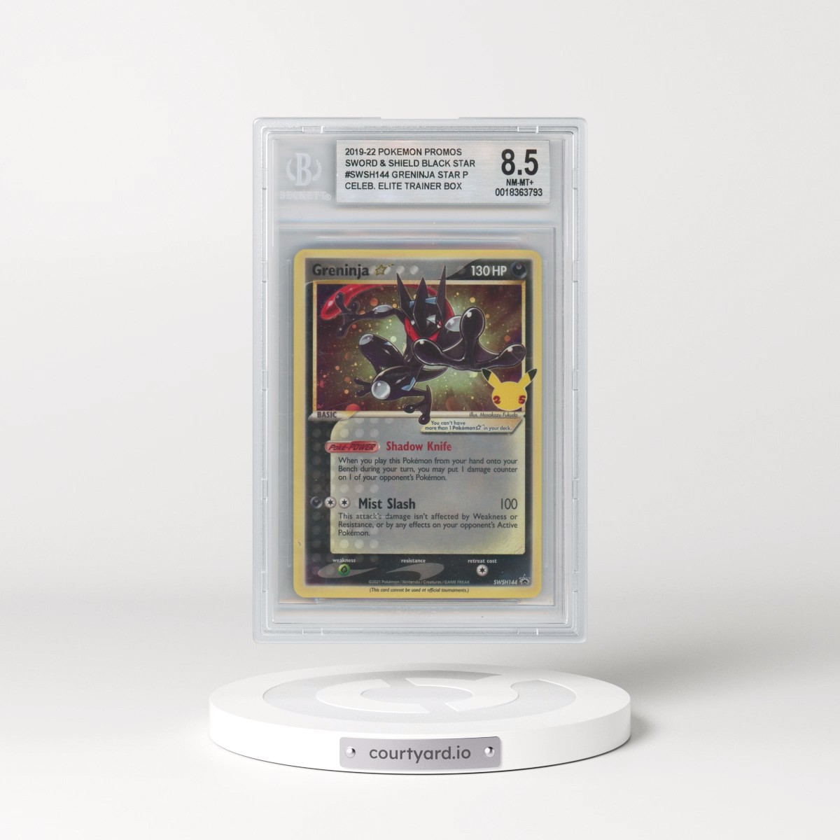 2017 Black Star Promos - Sword & Shield #144 Greninja â - Celebrations Elite Trainer Box (Cosmos Holo) (BGS 8.5 NM-MT+)