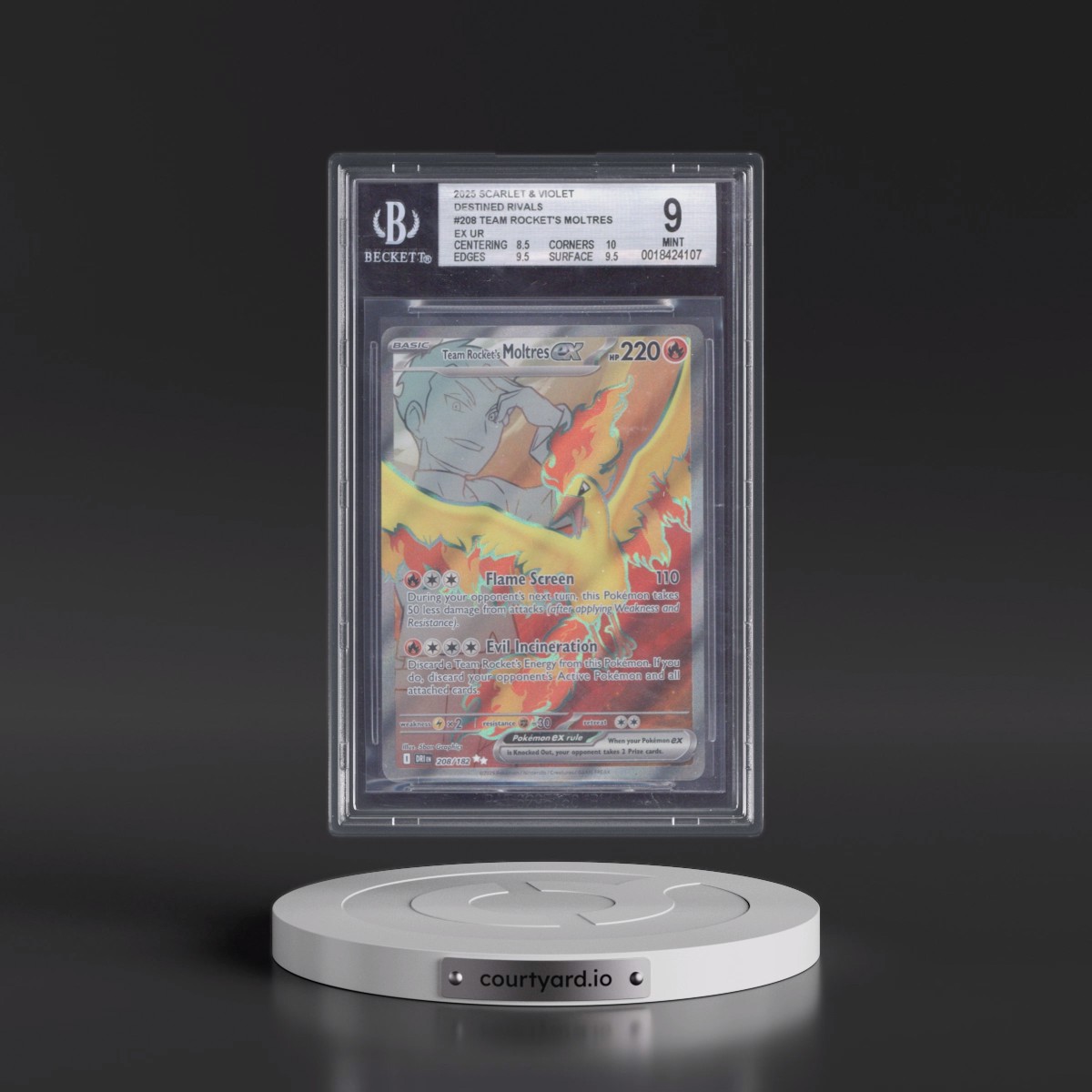 2025 Destined Rivals - DRI EN #208 Team Rocket's Moltres ex - Ultra Rare Holo (BGS 9 MINT)