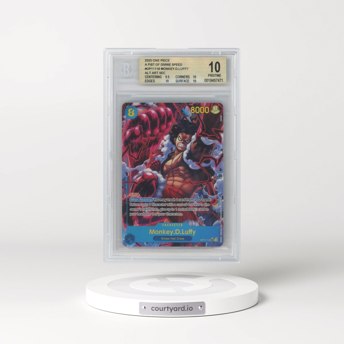 2025 A Fist of Divine Speed (OP11) - English #118 Monkey D. Luffy - (Borderless) Alt Art (BGS 10 PRISTINE)