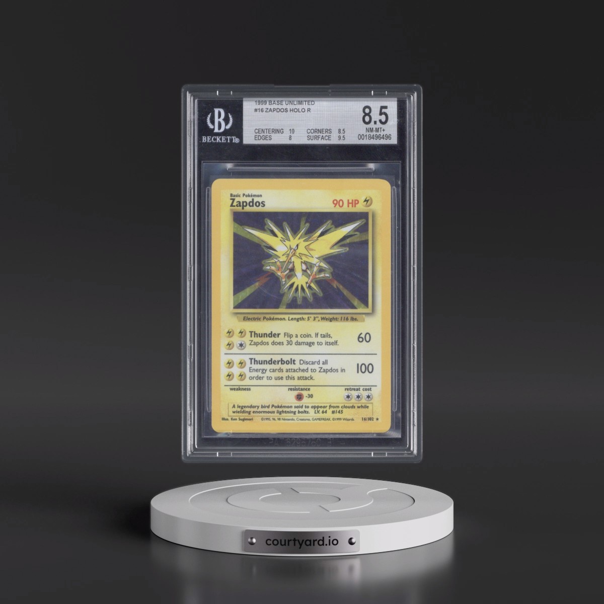 1999 Base Set #16 Zapdos - Holo (BGS 8.5 NM-MT+)