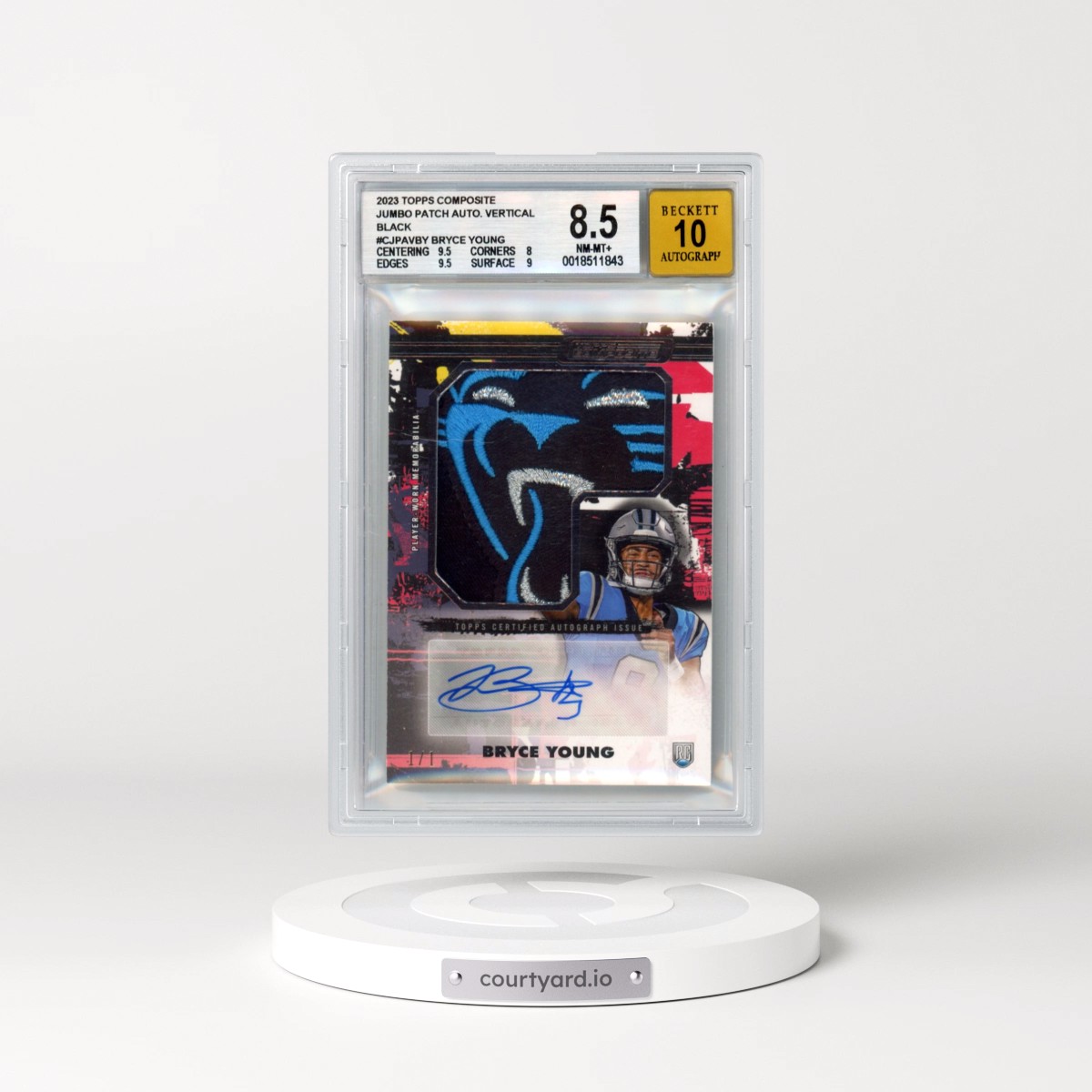 2023 Topps Composite Jumbo Patch Autographs Vertical Black #CJPAVBY Bryce Young (BGS 8.5 NM-MT+)