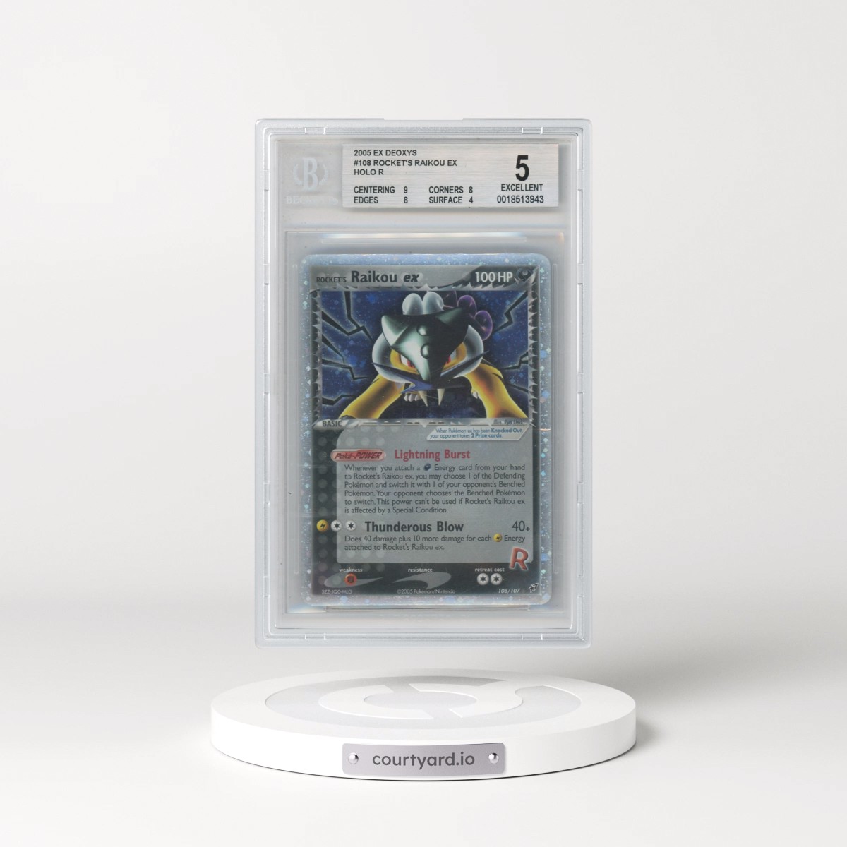 2005 EX Deoxys #108 Rocket's Raikou ex - Holo (BGS 5 EX)