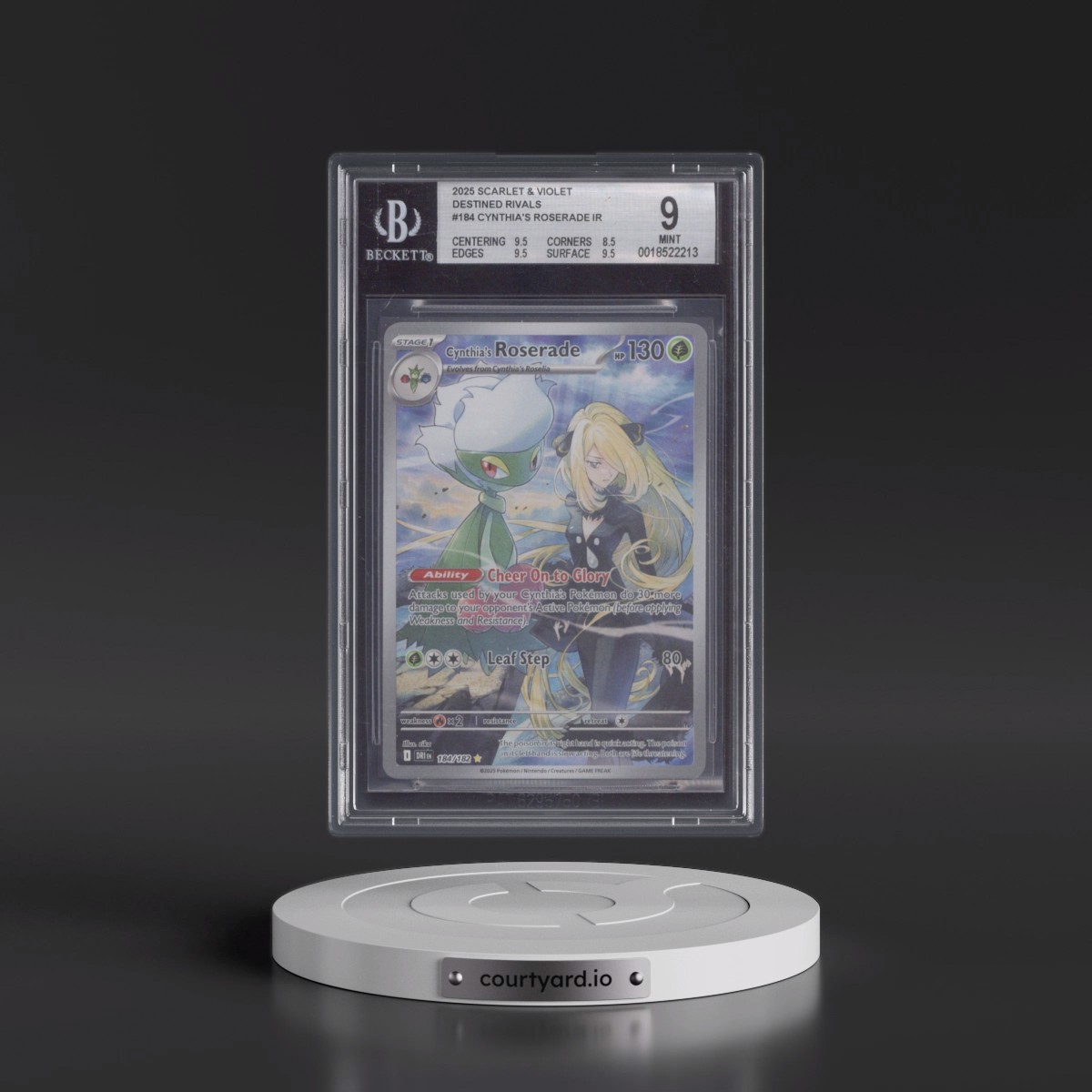 2025 Destined Rivals - DRI EN #184 Cynthia's Roserade - Illustration Rare Holo (BGS 9 MINT)