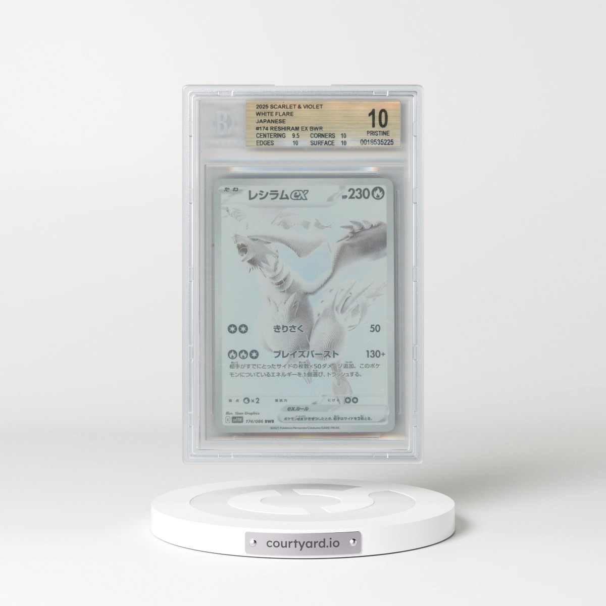 2025 Pokémon Sv11w-White Flare #174 Reshiram EX - Holo BW Rare (BGS 10 PRISTINE)