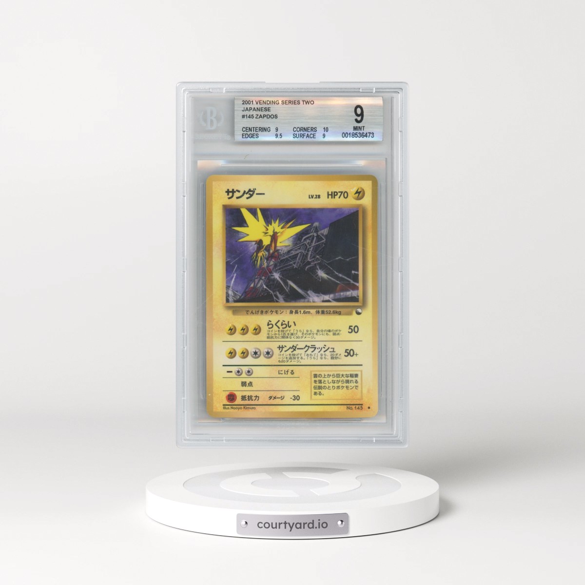 2001 Pokémon Vending Series Two #145 Zapdos (BGS 9 MINT)