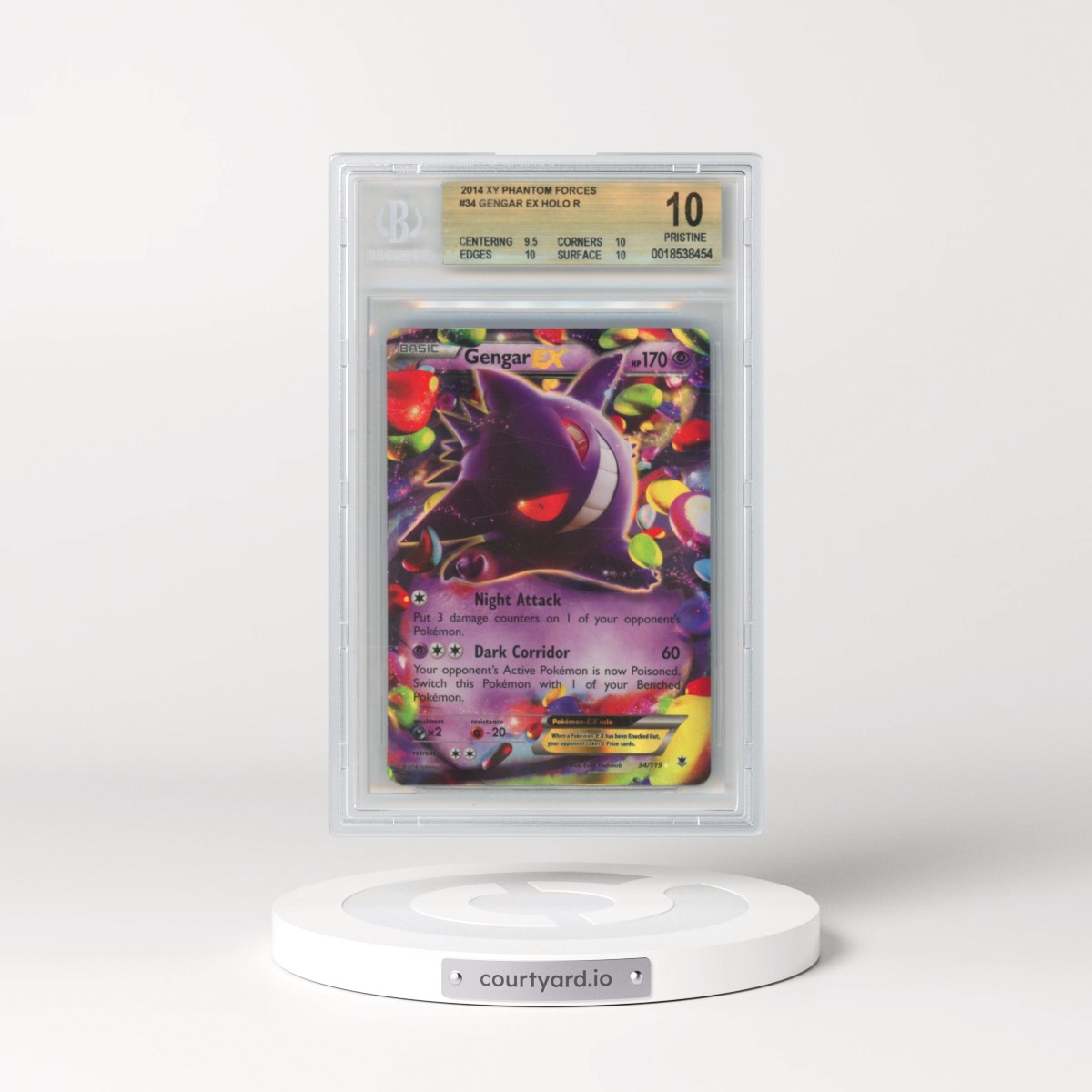 2014 Phantom Forces #34 Gengar EX - Holo (BGS 10 PRISTINE)