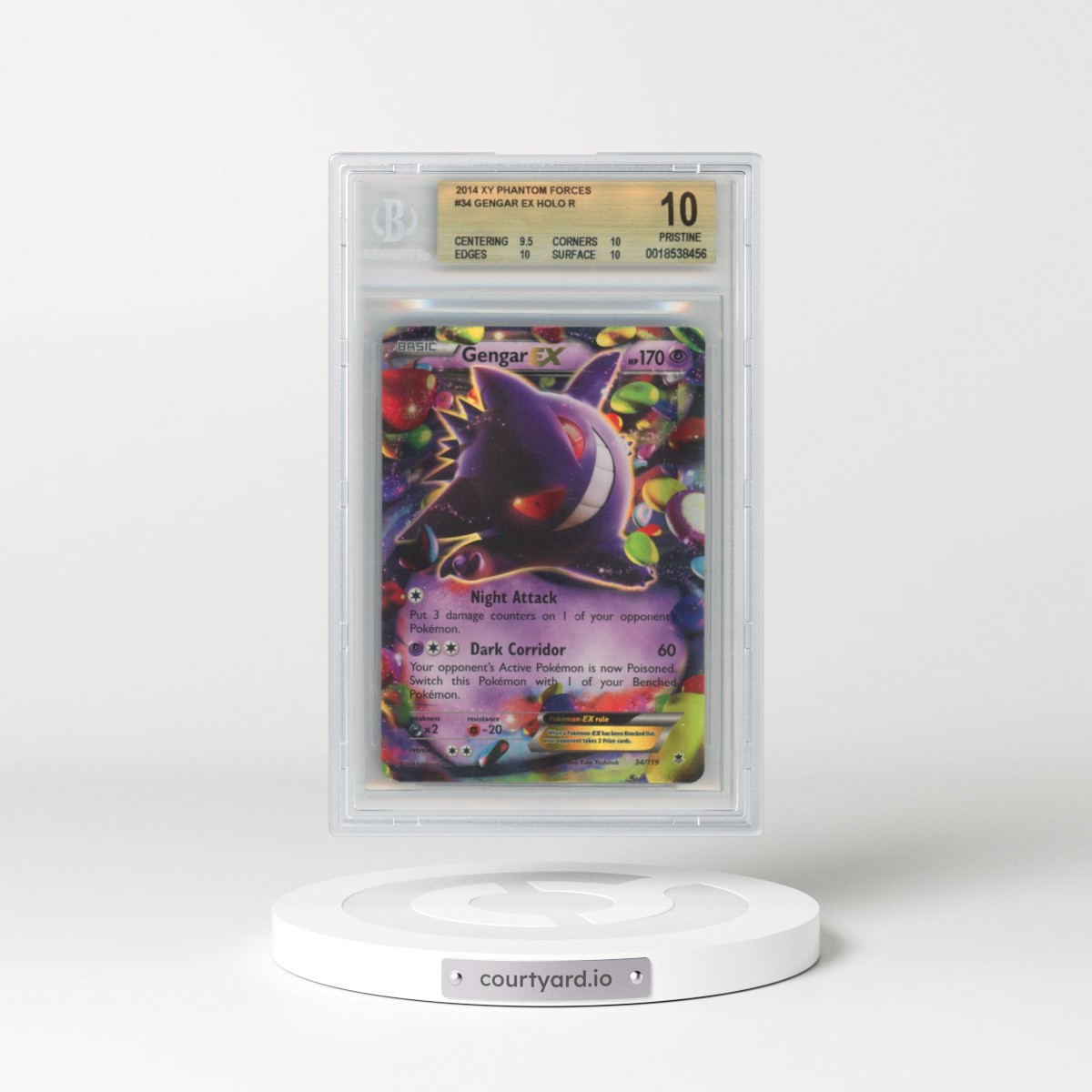 2014 Phantom Forces #34 Gengar EX - Holo (BGS 10 PRISTINE)