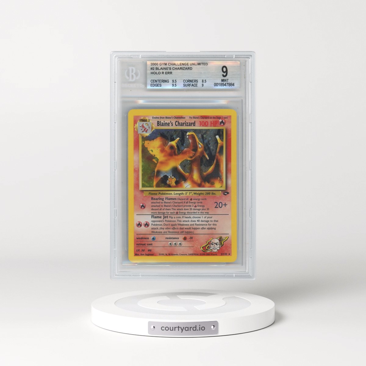 2000 Gym Challenge #2 Blaine's Charizard - Error Fighting Symbol Holo (BGS 9 MINT)