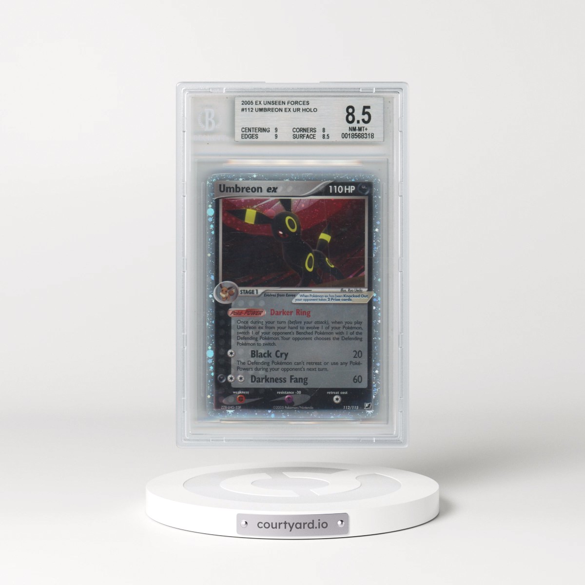 2005 Pokémon EX Unseen Forces #112 Umbreon EX - Holo Holo (BGS 8.5 NM-MT+)