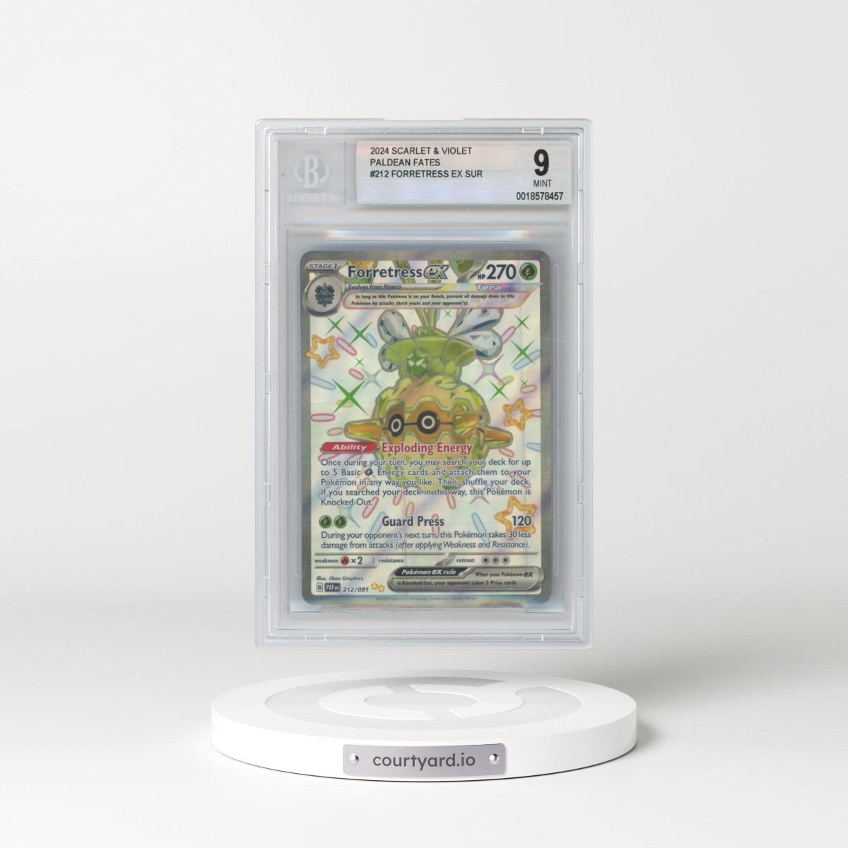 2024 Paldean Fates - PAF EN #212 Forretress ex - Shiny Ultra Rare Holo (BGS 9 MINT)