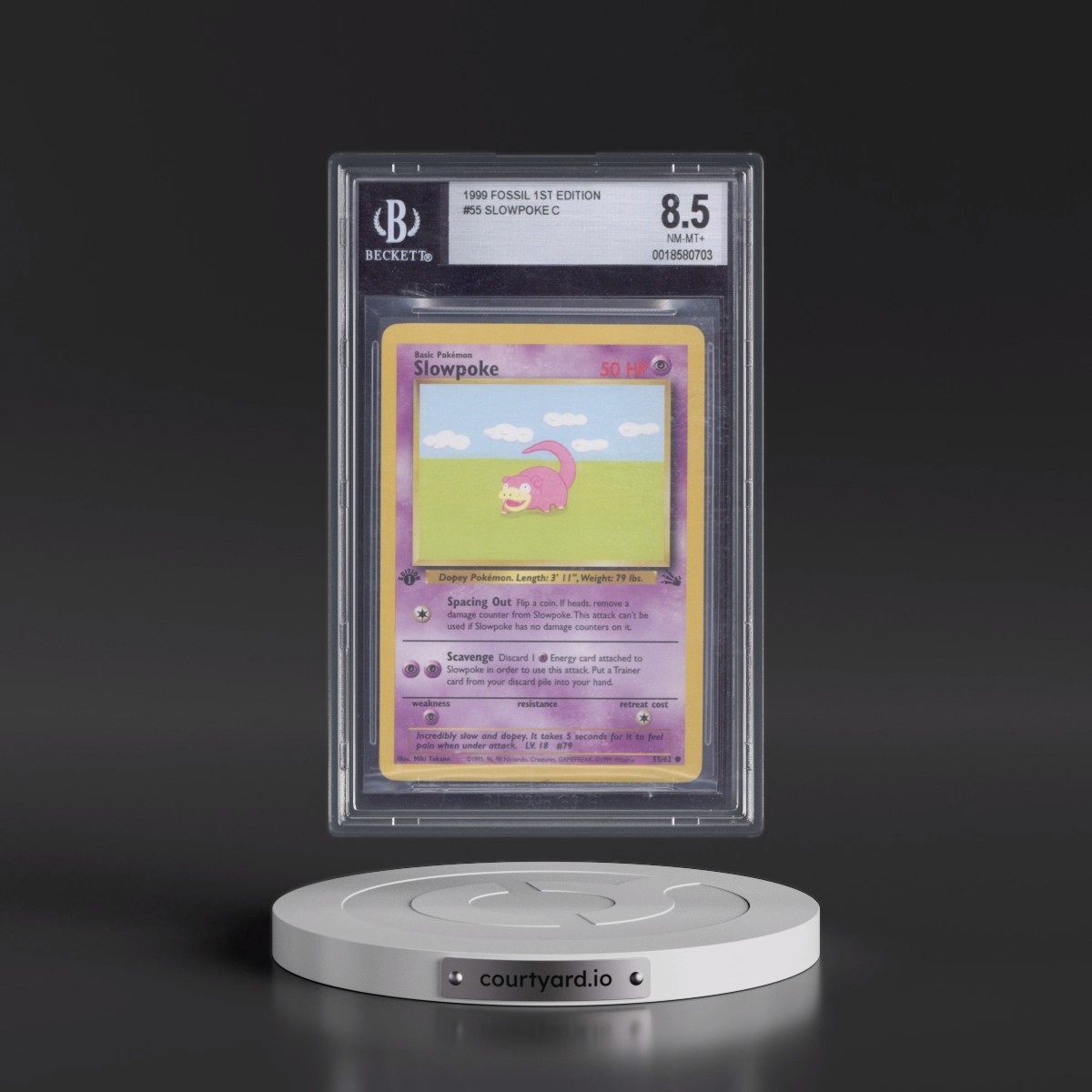 1999 Fossil #55 Slowpoke - 1st Edition 1st Edition (BGS 8.5 NM-MT+)