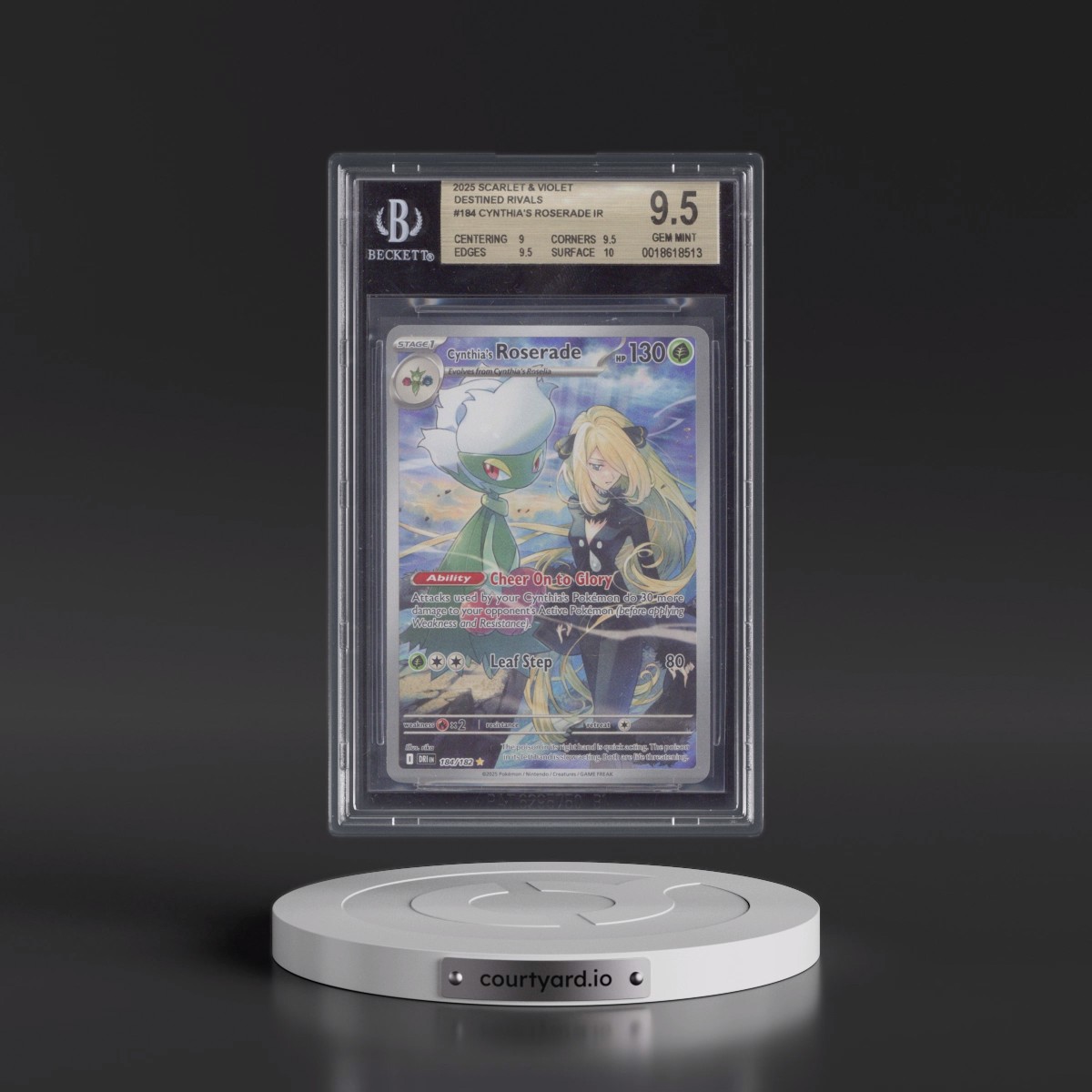 2025 Destined Rivals - DRI EN #184 Cynthia's Roserade - Illustration Rare Holo (BGS 9.5 GEM MINT)