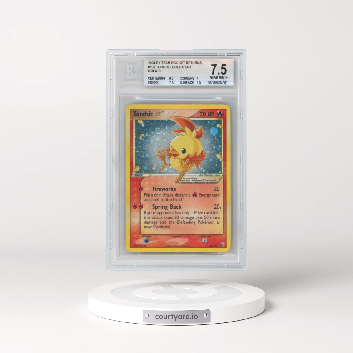 2004 Pokémon EX Team Rocket Returns #108 Torchic - Holo Gold Star (BGS 7.5 NM+)