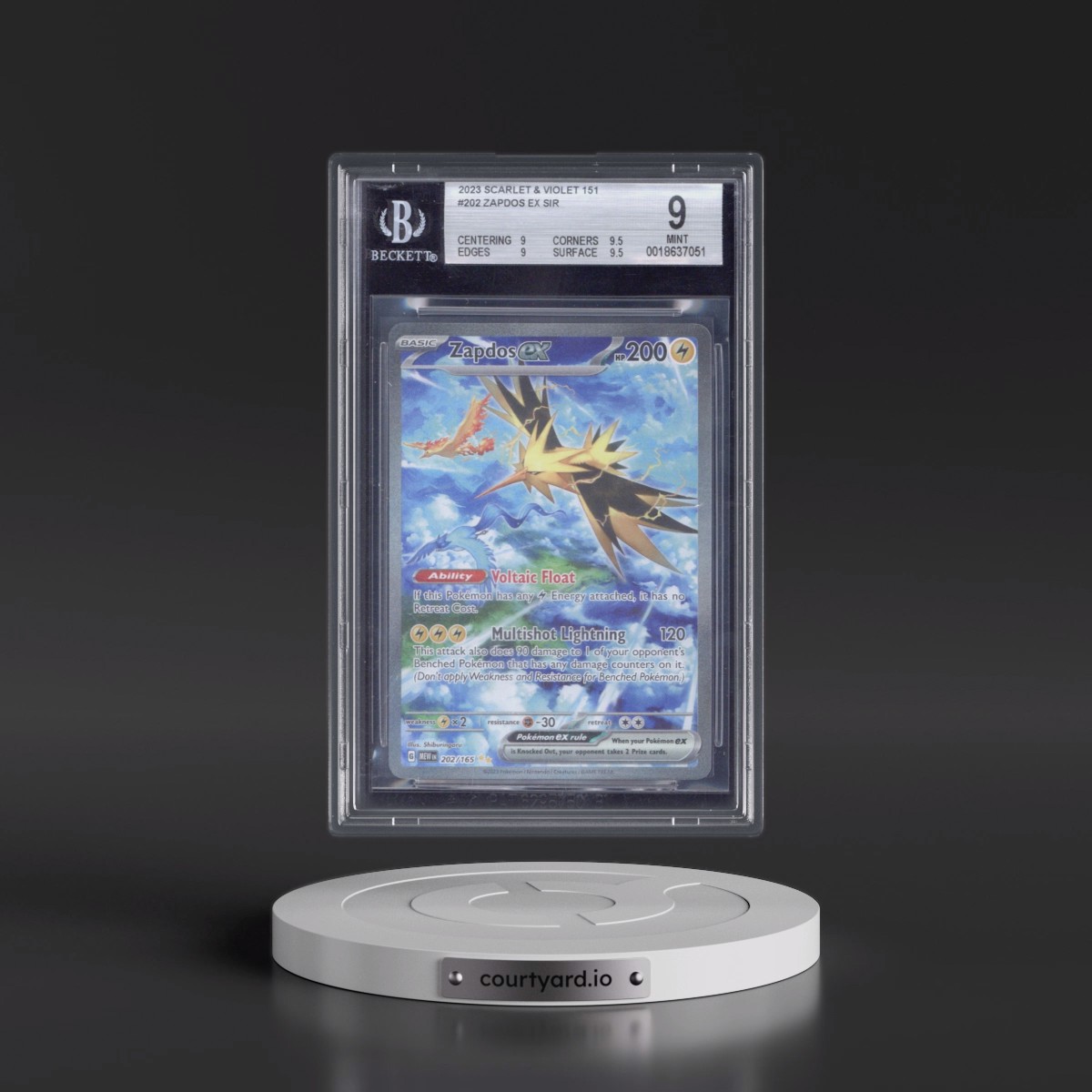 2023 Scarlet & Violet 151 - MEW EN #202 Zapdos ex - Special Illustration Rare (Holo) (BGS 9 MINT)