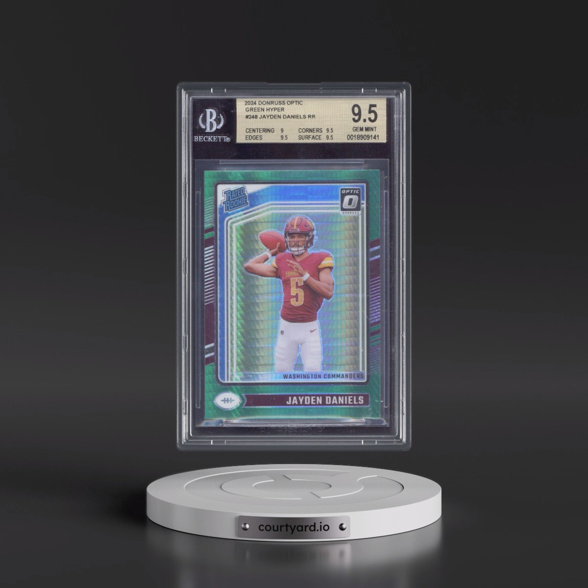 2024 Panini Donruss Optic #248 Jayden Daniels - Green Hyper (BGS 9.5 GEM MINT)