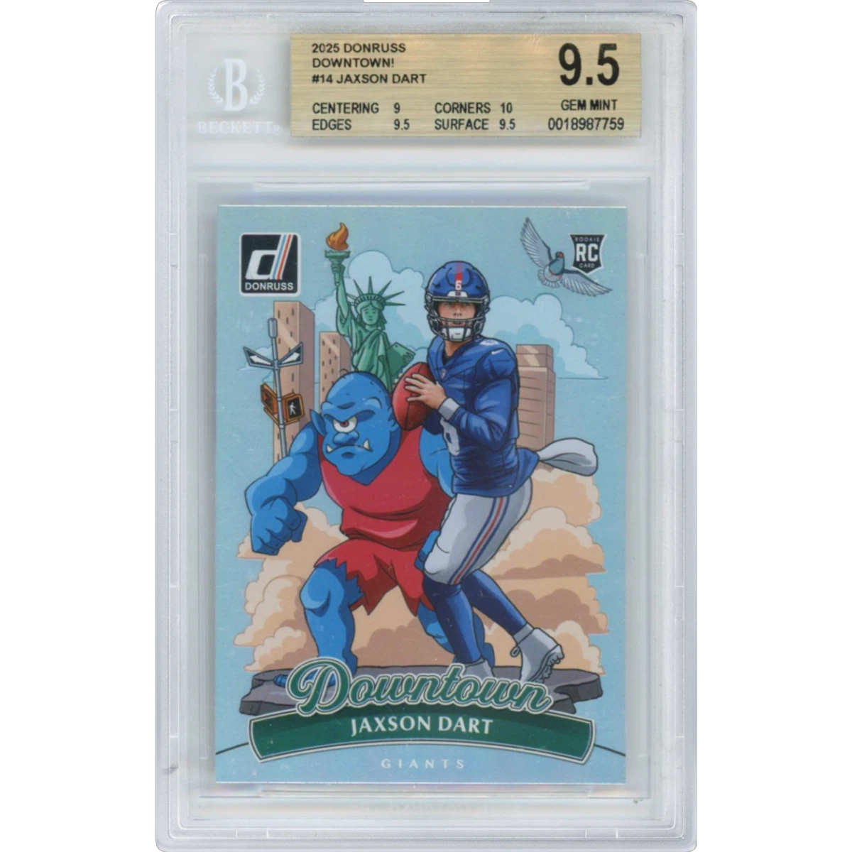 2025 Panini Donruss Downtown! #14 Jaxson Dart (BGS 9.5 GEM MINT)