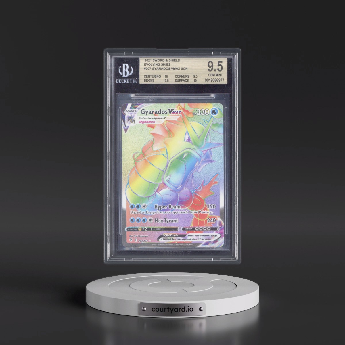 2021 Evolving Skies #207 Gyarados VMAX - Rainbow Rare Holo (BGS 9.5 GEM MINT)