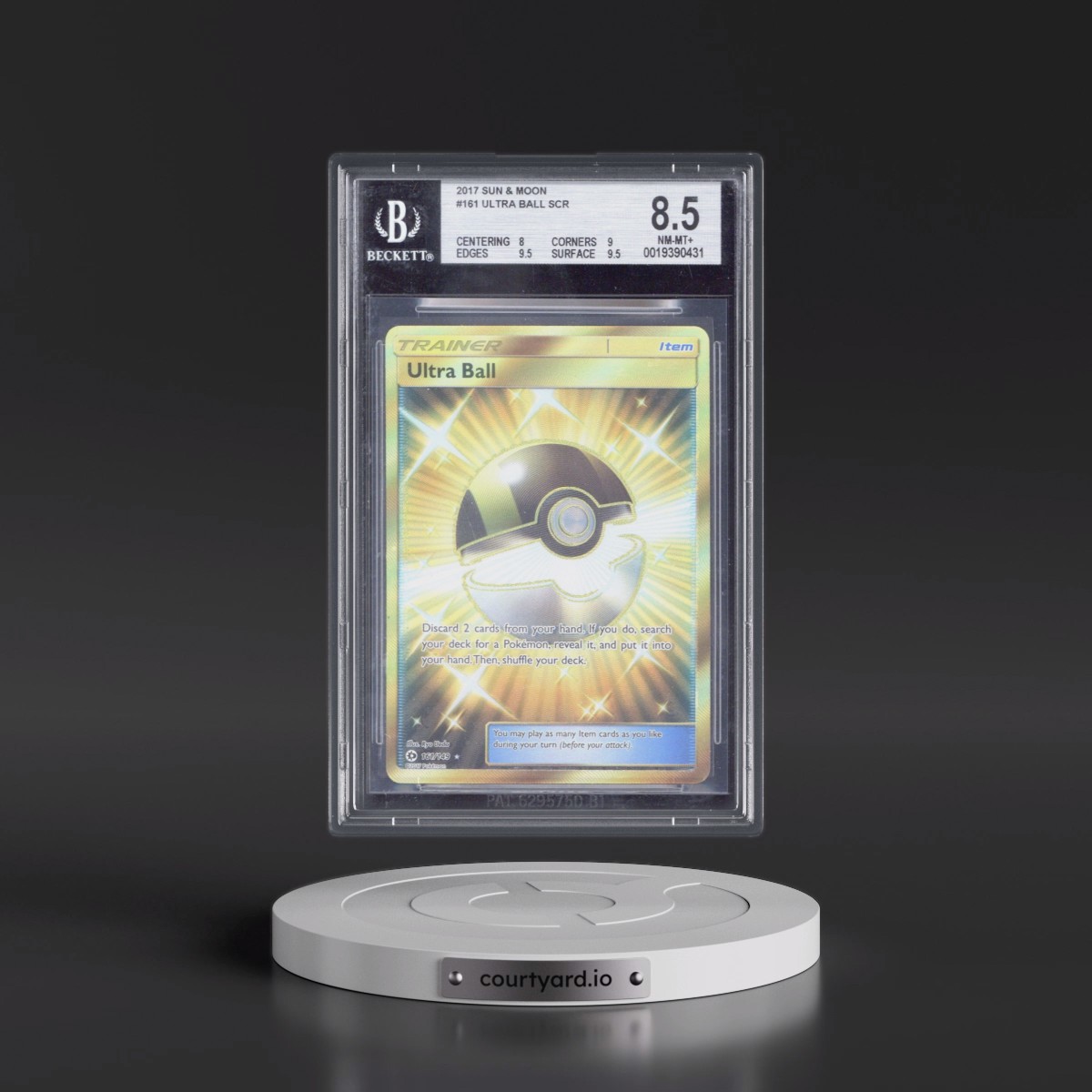 2017 Sun & Moon #161 Ultra Ball - Secret Rare Holo (BGS 8.5 NM-MT+)