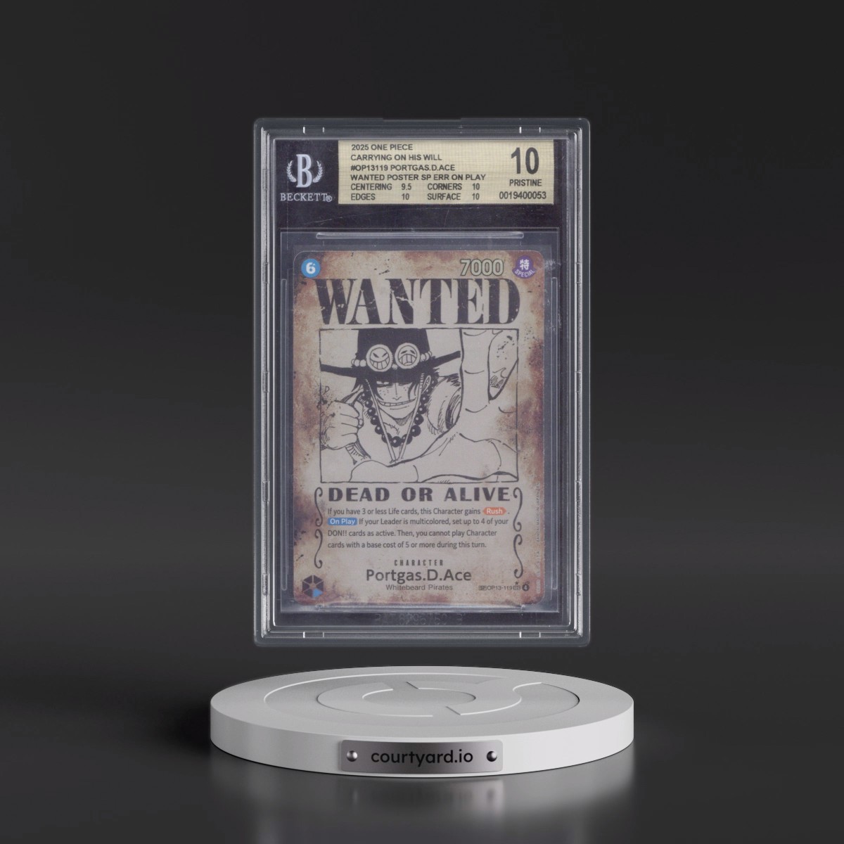 2025 Carrying on His Will (OP13) - English #119 Portgas D. Ace - SP Ver. (SP next to number) Pre-Errata (If your Leader is...) (BGS 10 PRISTINE)
