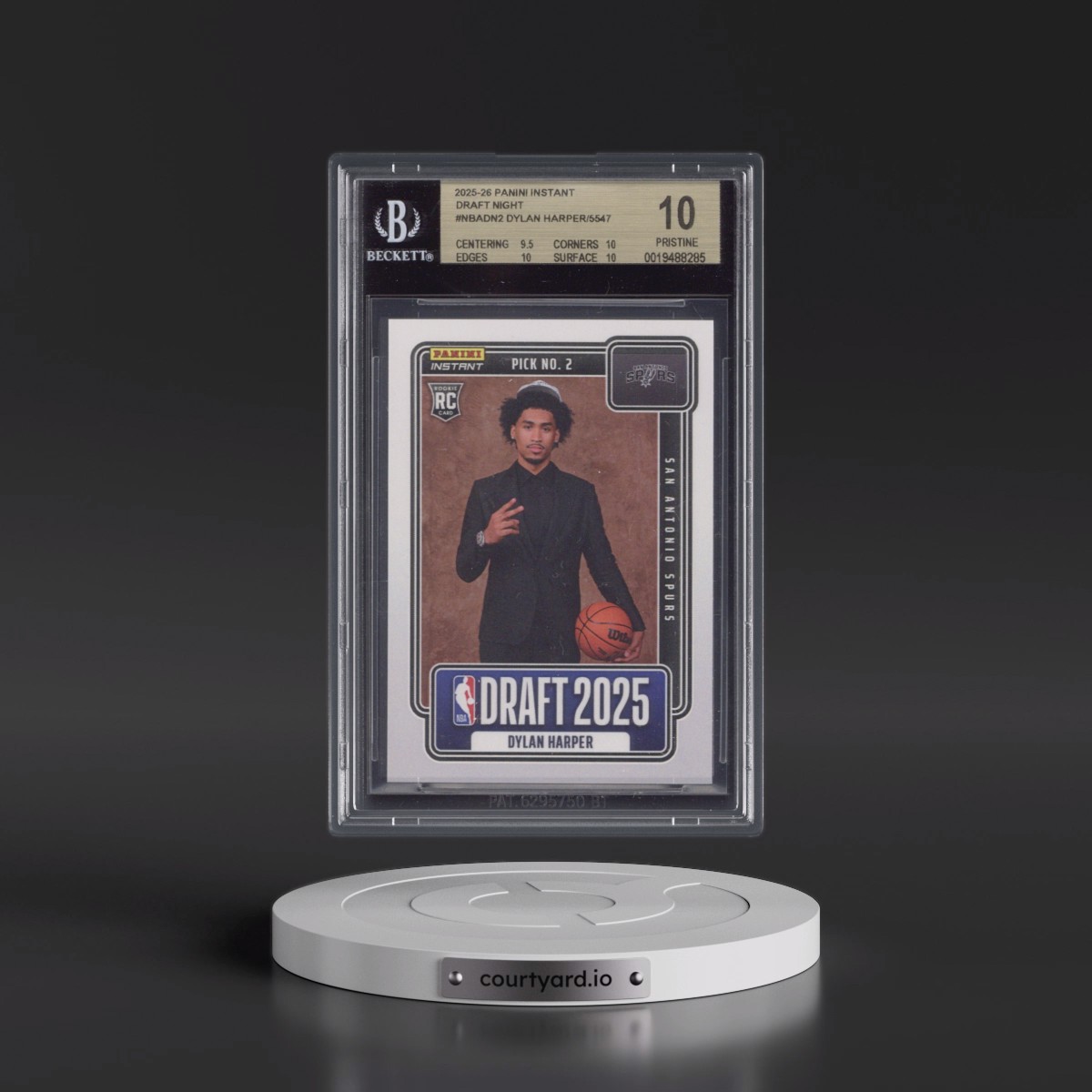 2025 Panini Instant Draft Night #NBADN2 Dylan Harper/5547* (BGS 10 PRISTINE)