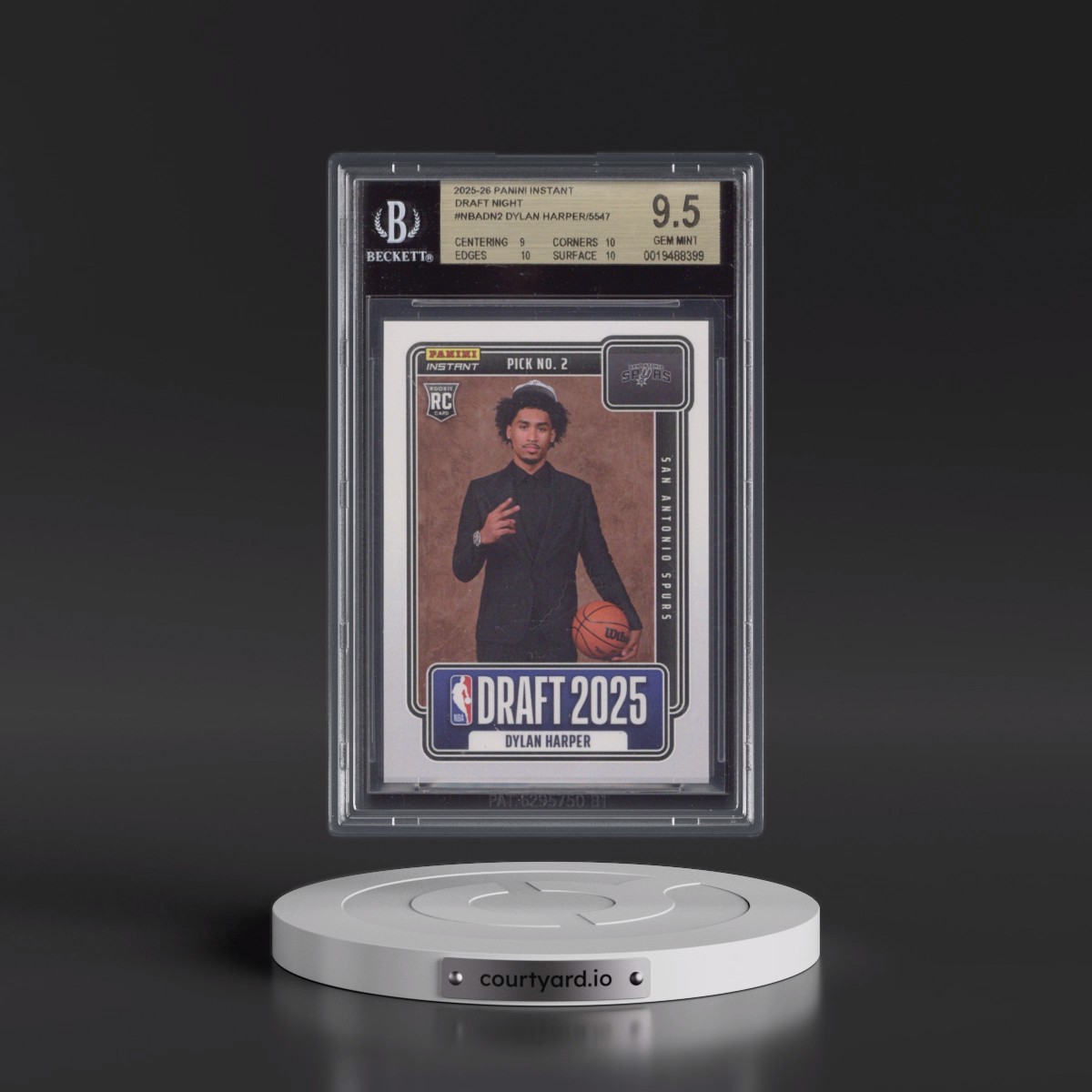 2025 Panini Instant Draft Night #NBADN2 Dylan Harper/5547* (BGS 9.5 GEM MINT)