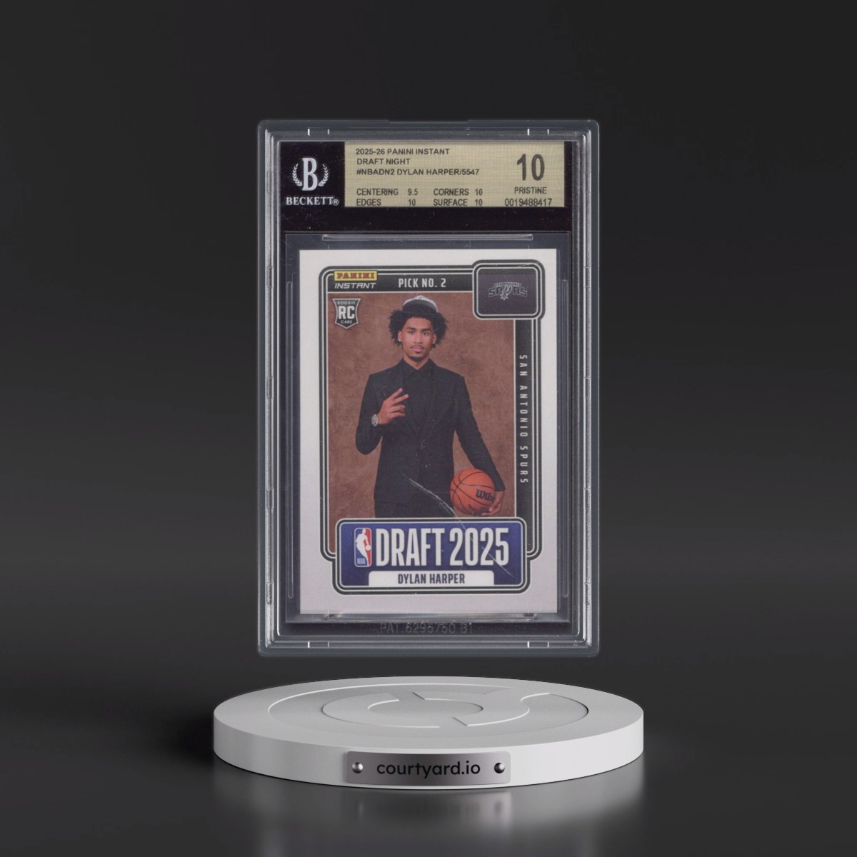2025 Panini Instant Draft Night #NBADN2 Dylan Harper/5547* (BGS 10 PRISTINE)