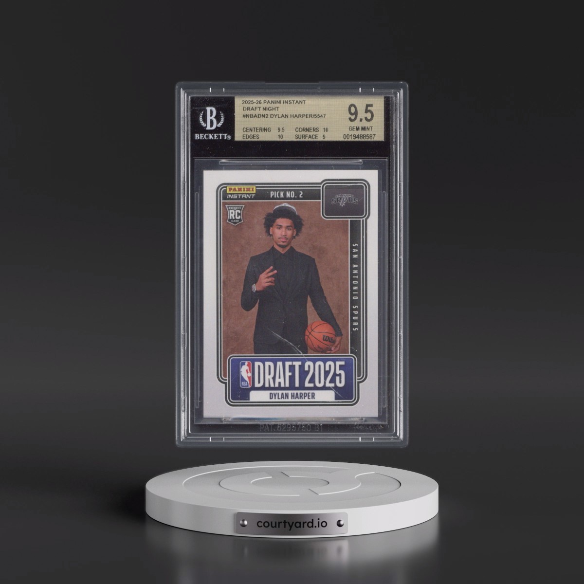 2025 Panini Instant Draft Night #NBADN2 Dylan Harper/5547* (BGS 9.5 GEM MINT)