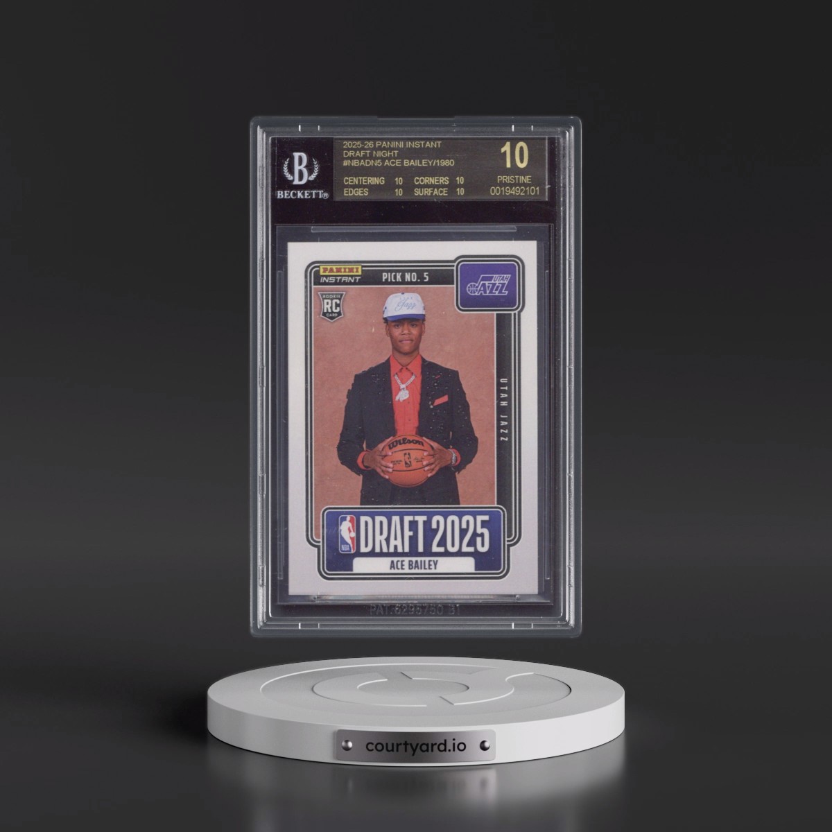 2025 Panini Instant Draft Night #NBADN5 Ace Bailey/1980* (BGS 10 BLACK LABEL)