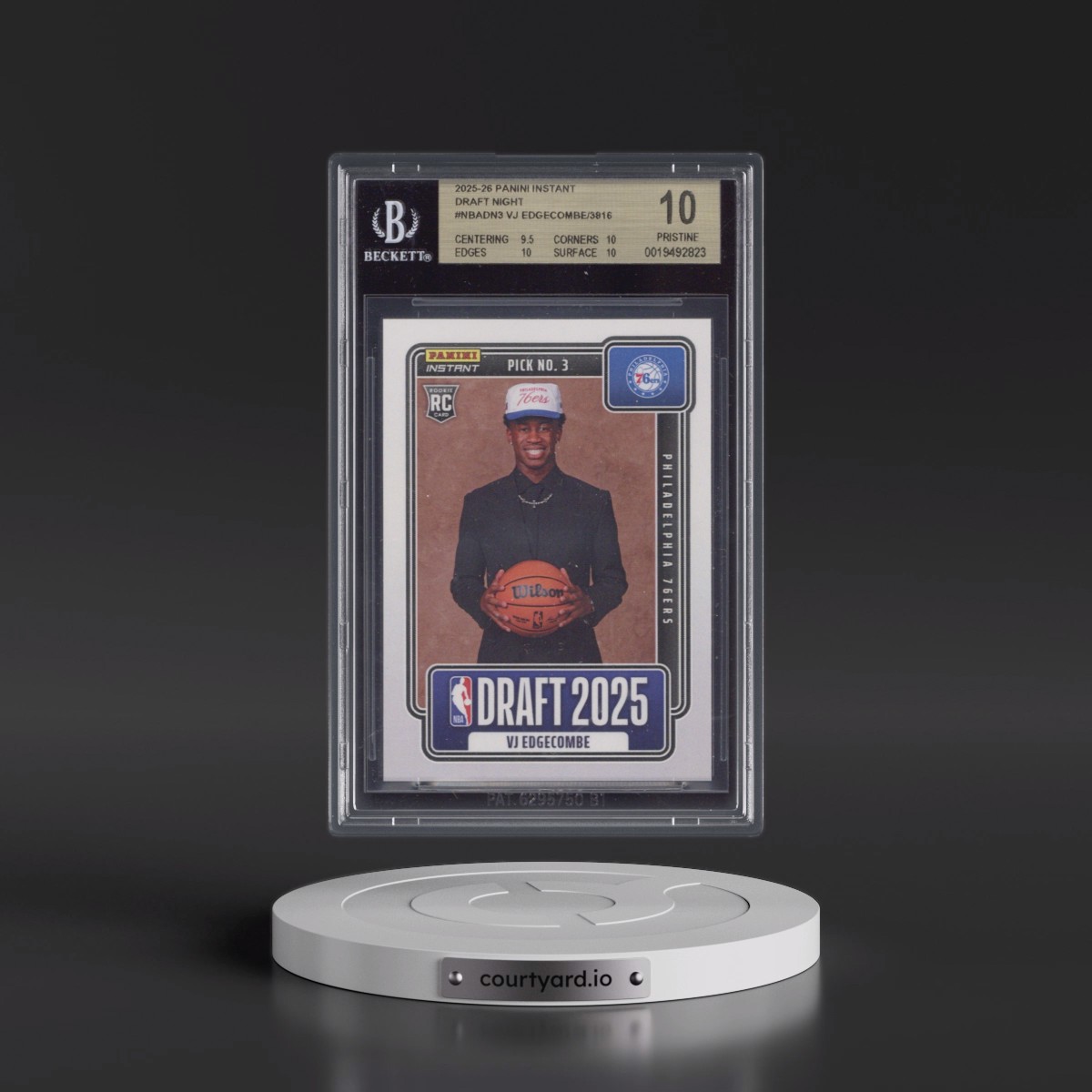 2025 Panini Instant Draft Night #NBADN3 VJ Edgecombe/3816* (BGS 10 PRISTINE)