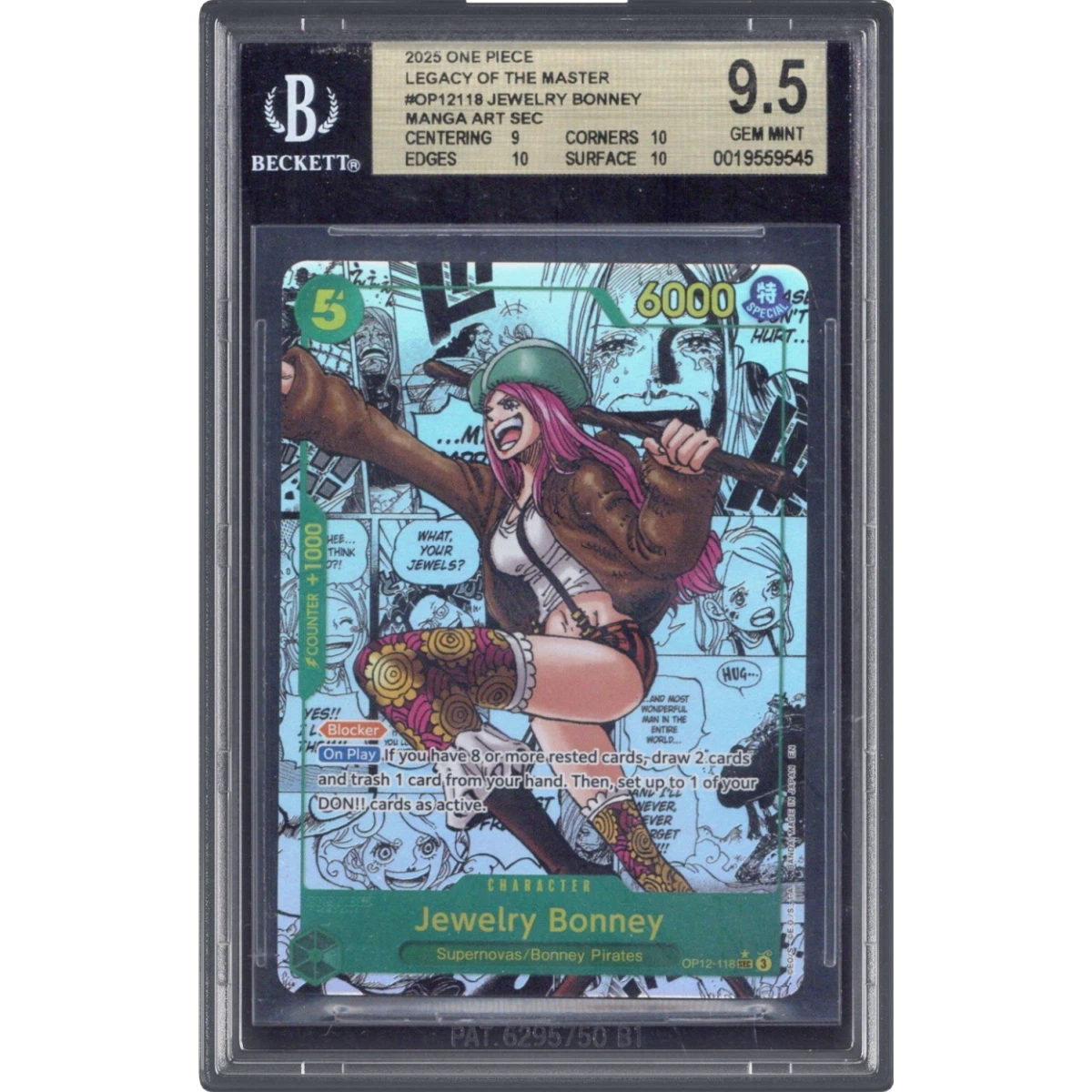 2025 Legacy of the Master (OP12) - English #118 Jewelry Bonney - Manga Alt. Art Parallel, BGS 9.5