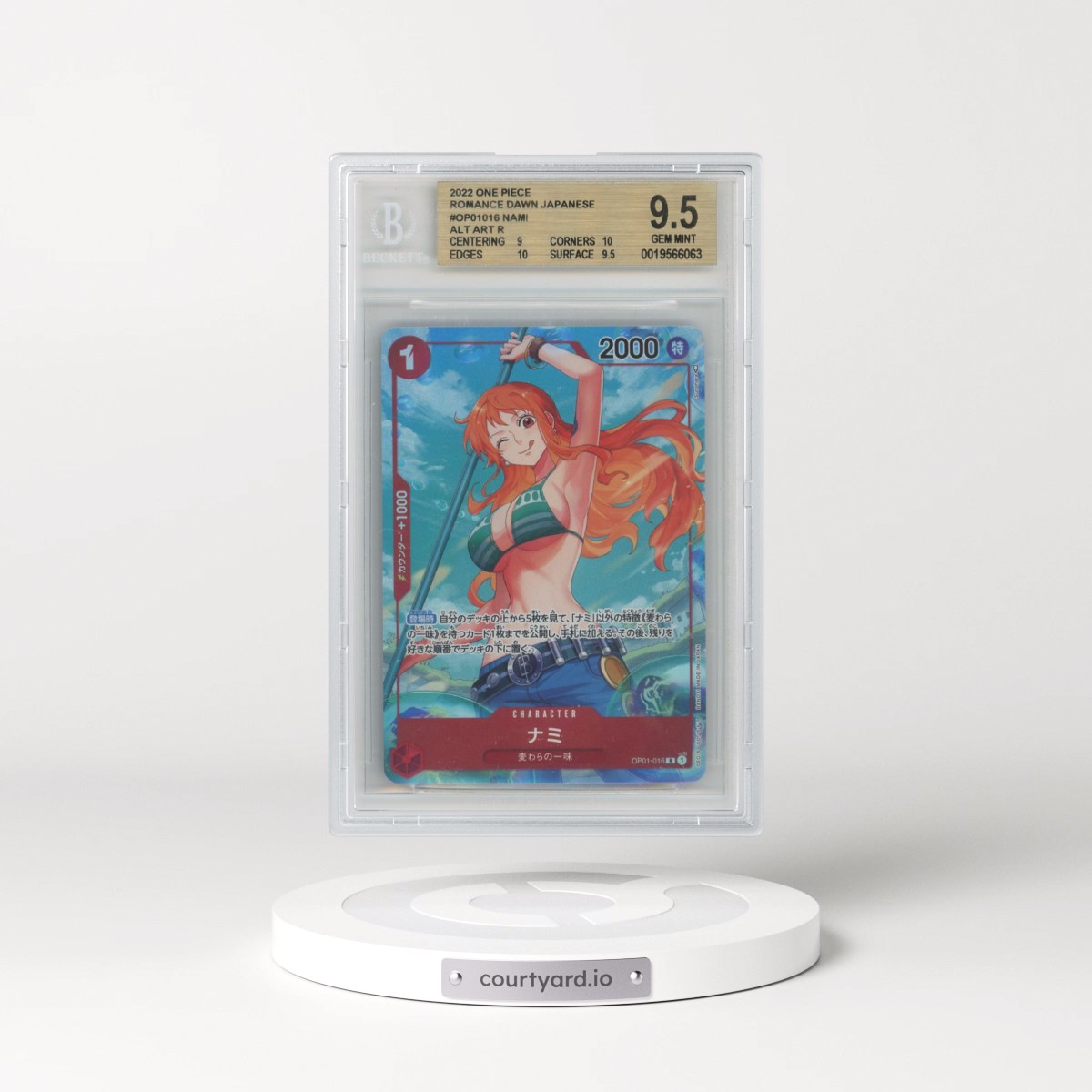 2022 Romance Dawn - Japanese #016 Nami - (Borderless) Alt Art (BGS 9.5 GEM MINT)