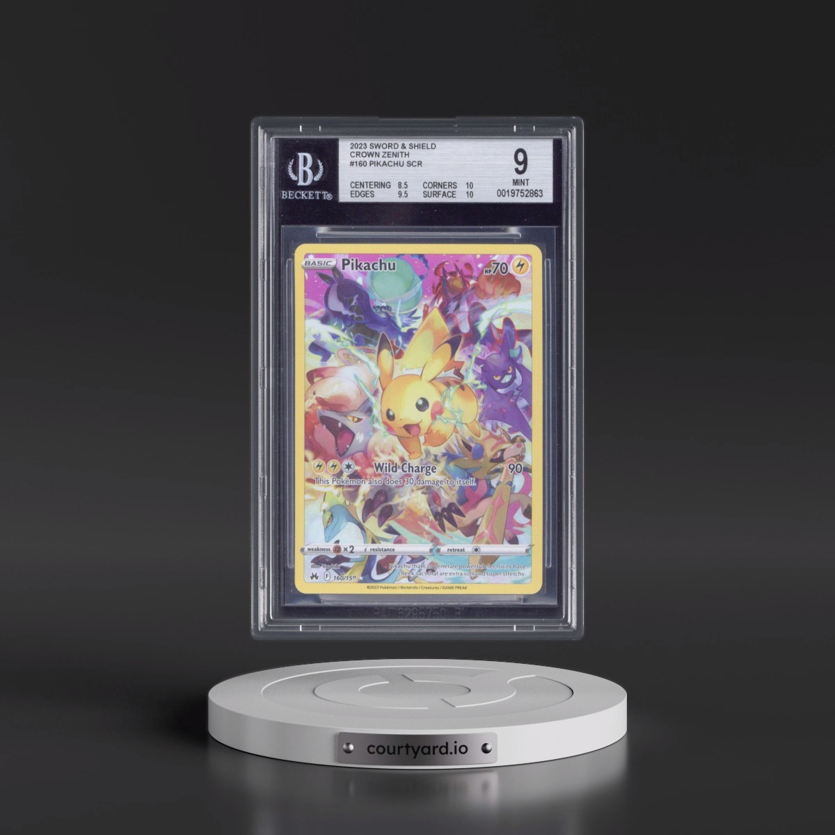 2023 Crown Zenith #160 Pikachu - Secret Rare Holo (BGS 9 MINT)