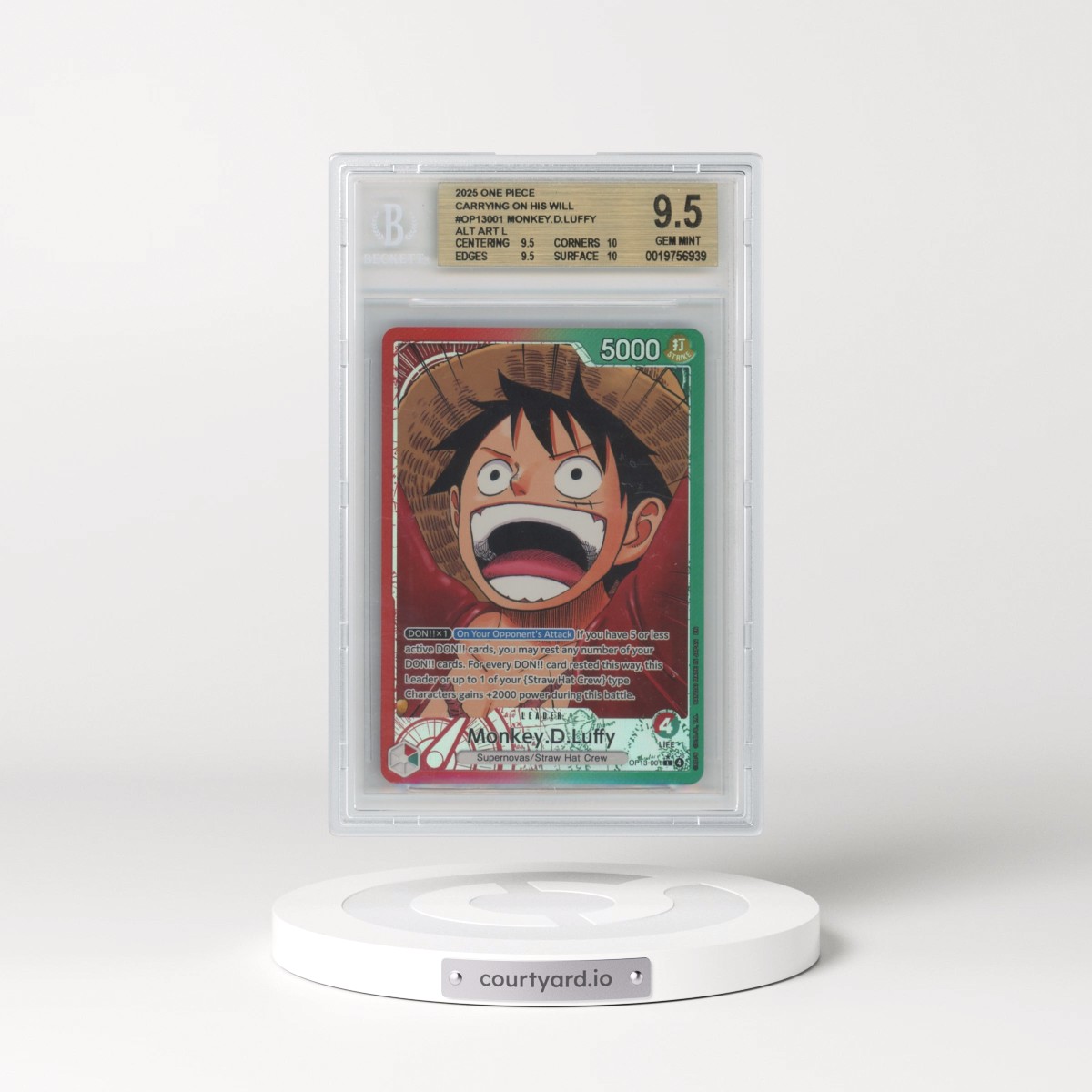 2025 Carrying on His Will (OP13) - English #001 Monkey D. Luffy - (Map Text Box) Alt Art (BGS 9.5 GEM MINT)