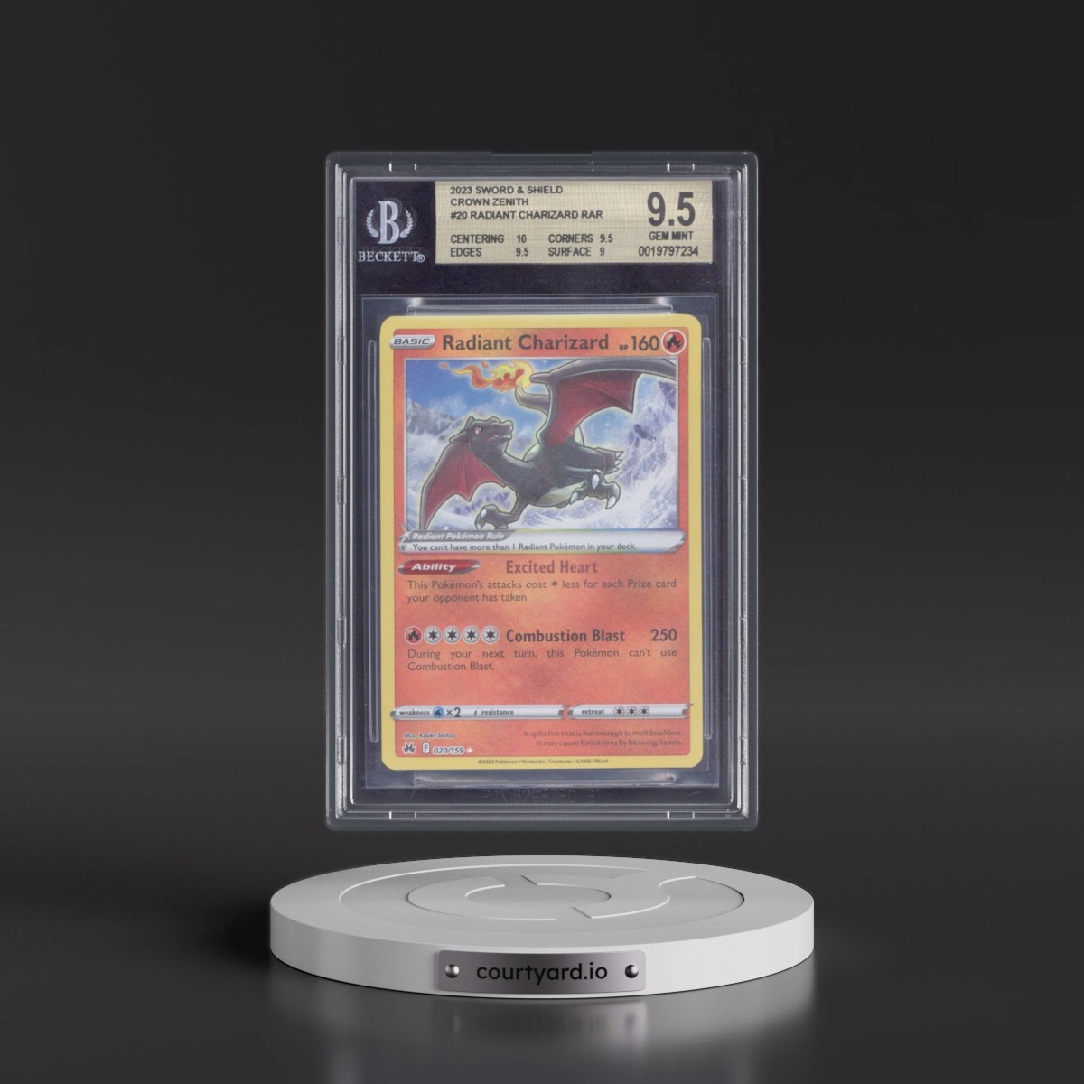 2023 Crown Zenith #020 Radiant Charizard - Holo (BGS 9.5 GEM MINT)
