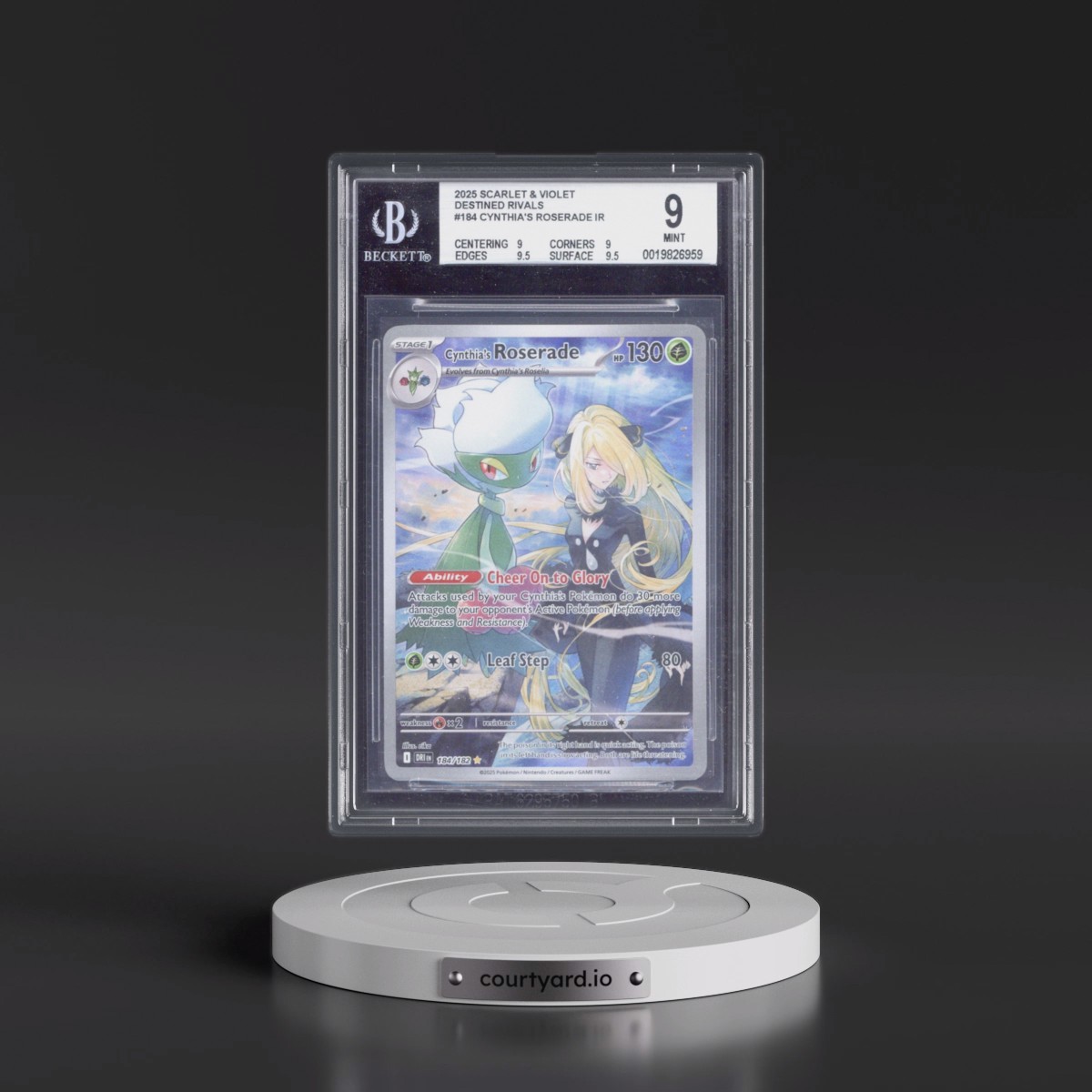 2025 Destined Rivals - DRI EN #184 Cynthia's Roserade - Illustration Rare Holo (BGS 9 MINT)
