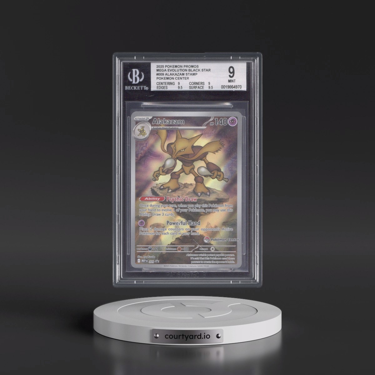 2025 Black Star Promos - Mega Evolution MEP EN #009 Alakazam - Mega Evolution Pokémon Center ETB (Holo) (BGS 9 MINT)