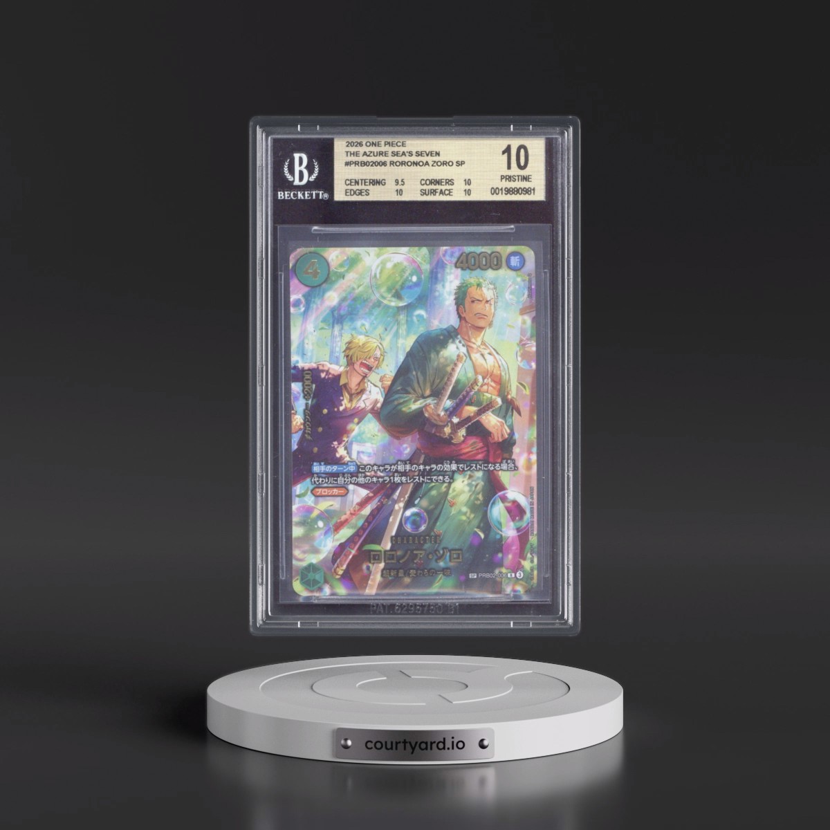 2026 The Azure Sea's Seven (OP14-EB04) - English #006 Roronoa Zoro - SP Ver. (SP next to number) (BGS 10 PRISTINE)