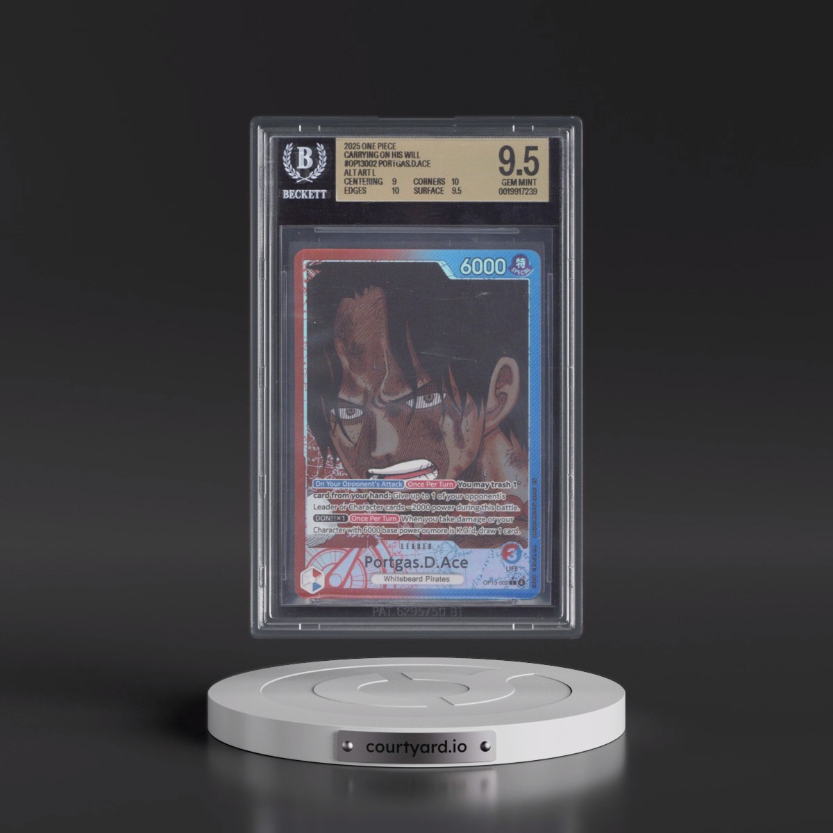 2025 Carrying on His Will (OP13) - English #002 Portgas D. Ace - (Map Text Box) Alt Art (BGS 9.5 GEM MINT)