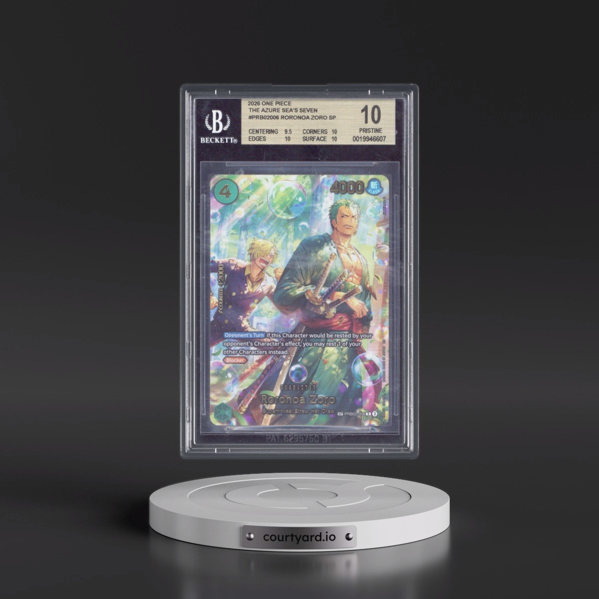 2026 The Azure Sea's Seven (OP14-EB04) - English #006 Roronoa Zoro - SP Ver. (SP next to number) (BGS 10 PRISTINE)