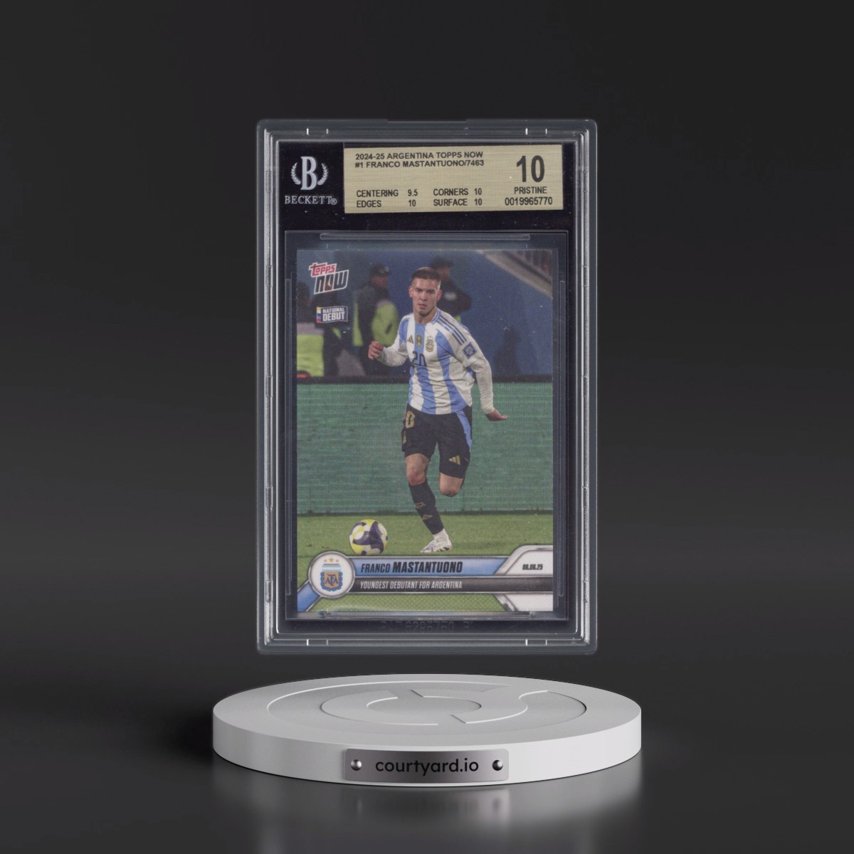 2024 Argentina Topps Now #1 Franco Mastantuono/7463* (BGS 10 PRISTINE)