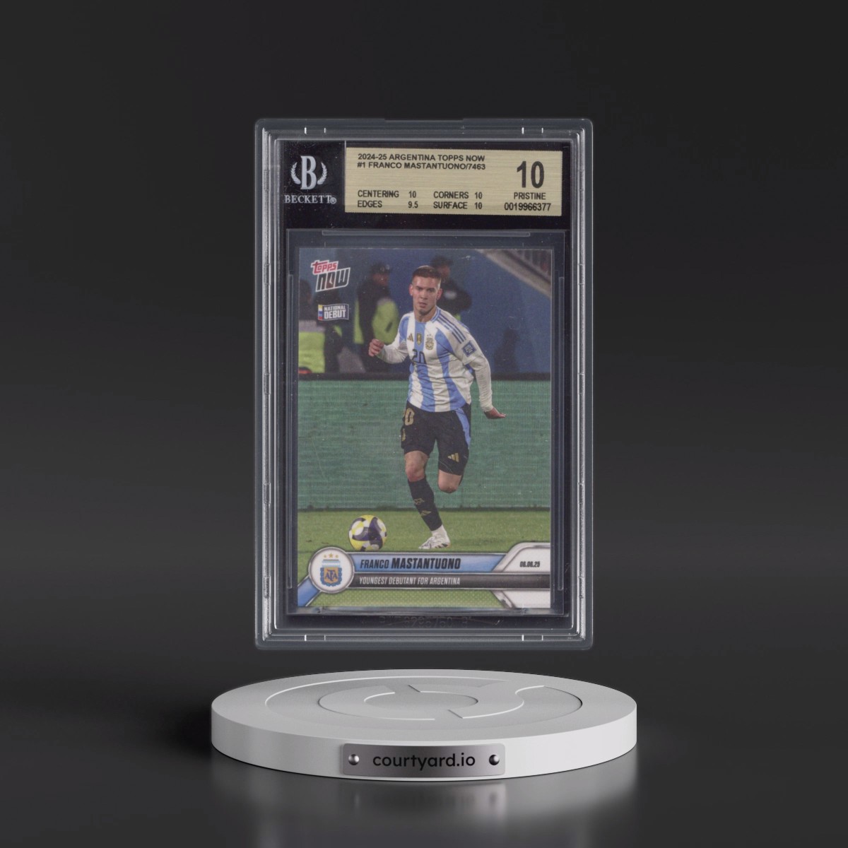 2024 Argentina Topps Now #1 Franco Mastantuono/7463* (BGS 10 PRISTINE)