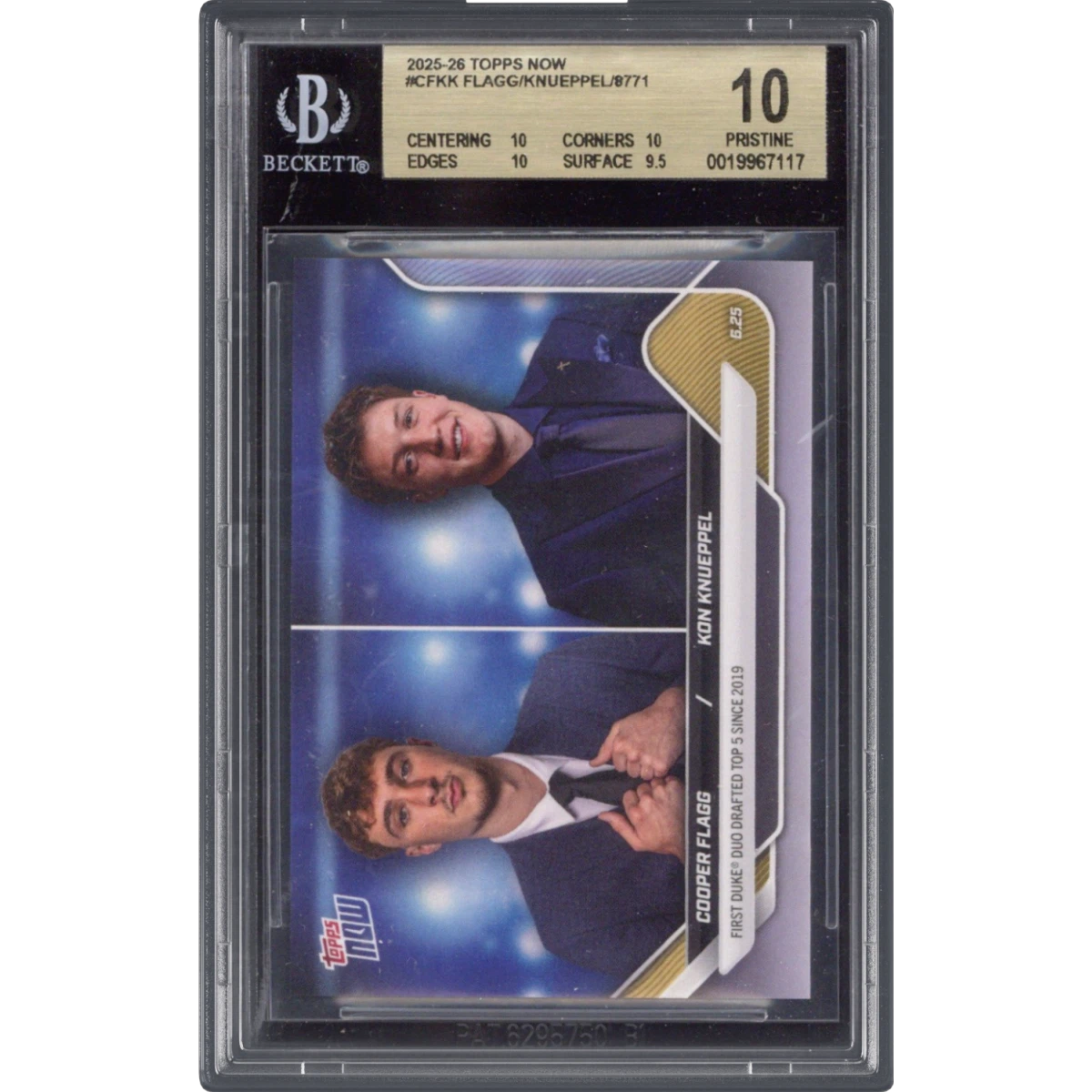 2025 Topps Now #CFKK Cooper Flagg/Kon Knueppel (BGS 10 PRISTINE)